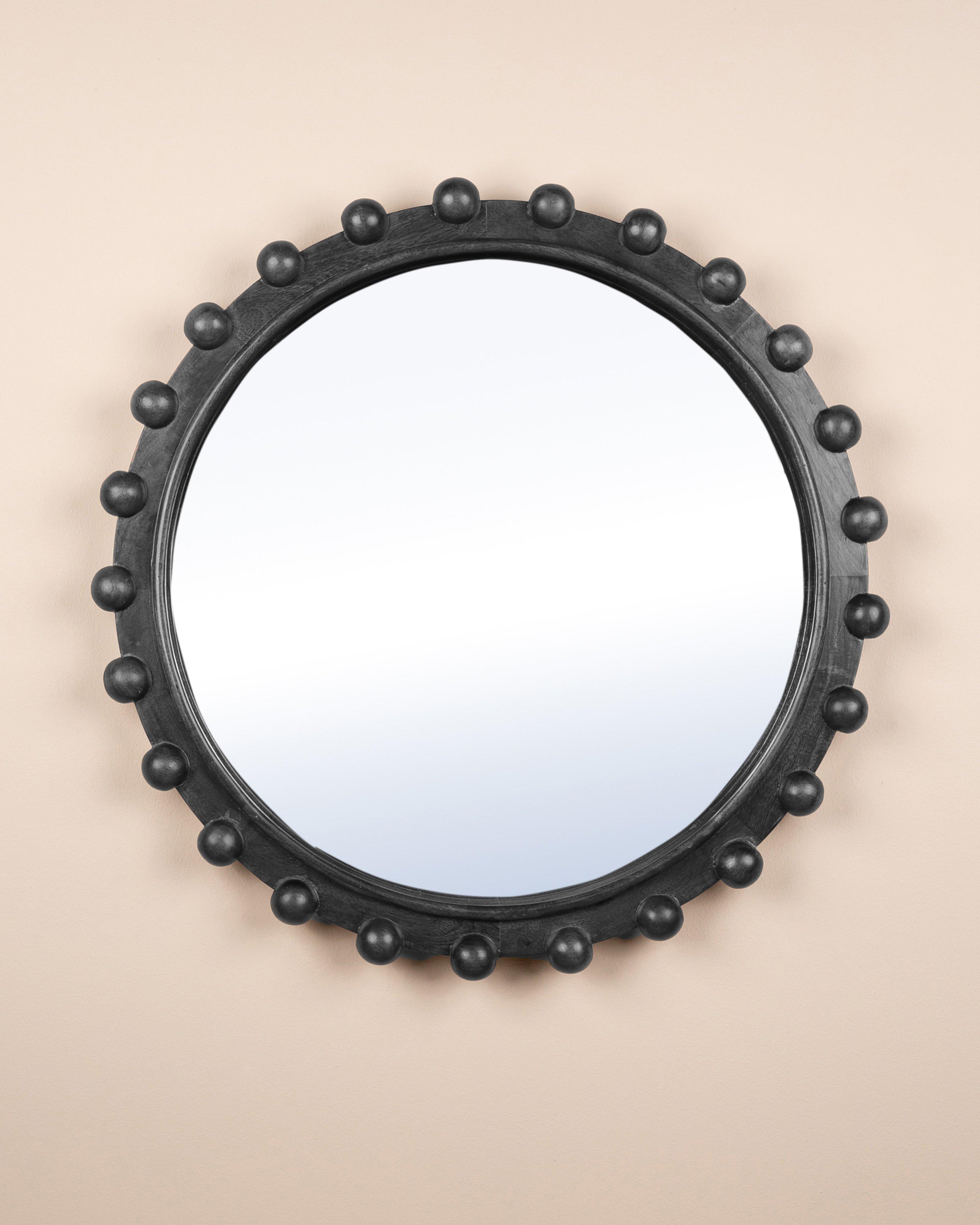 Round Bobbin Mirror -  Black