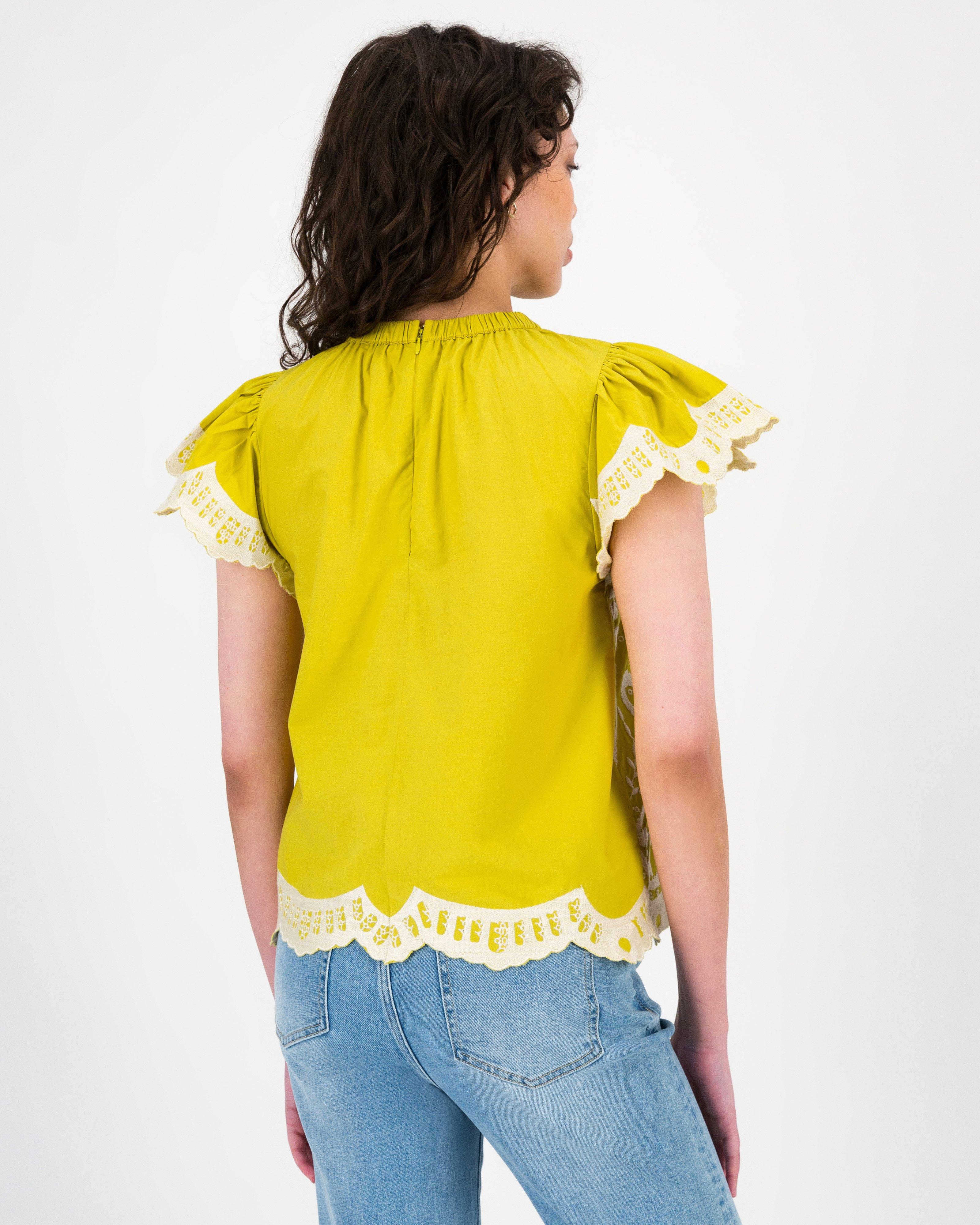 Paris Embroidered Popover -  Yellow