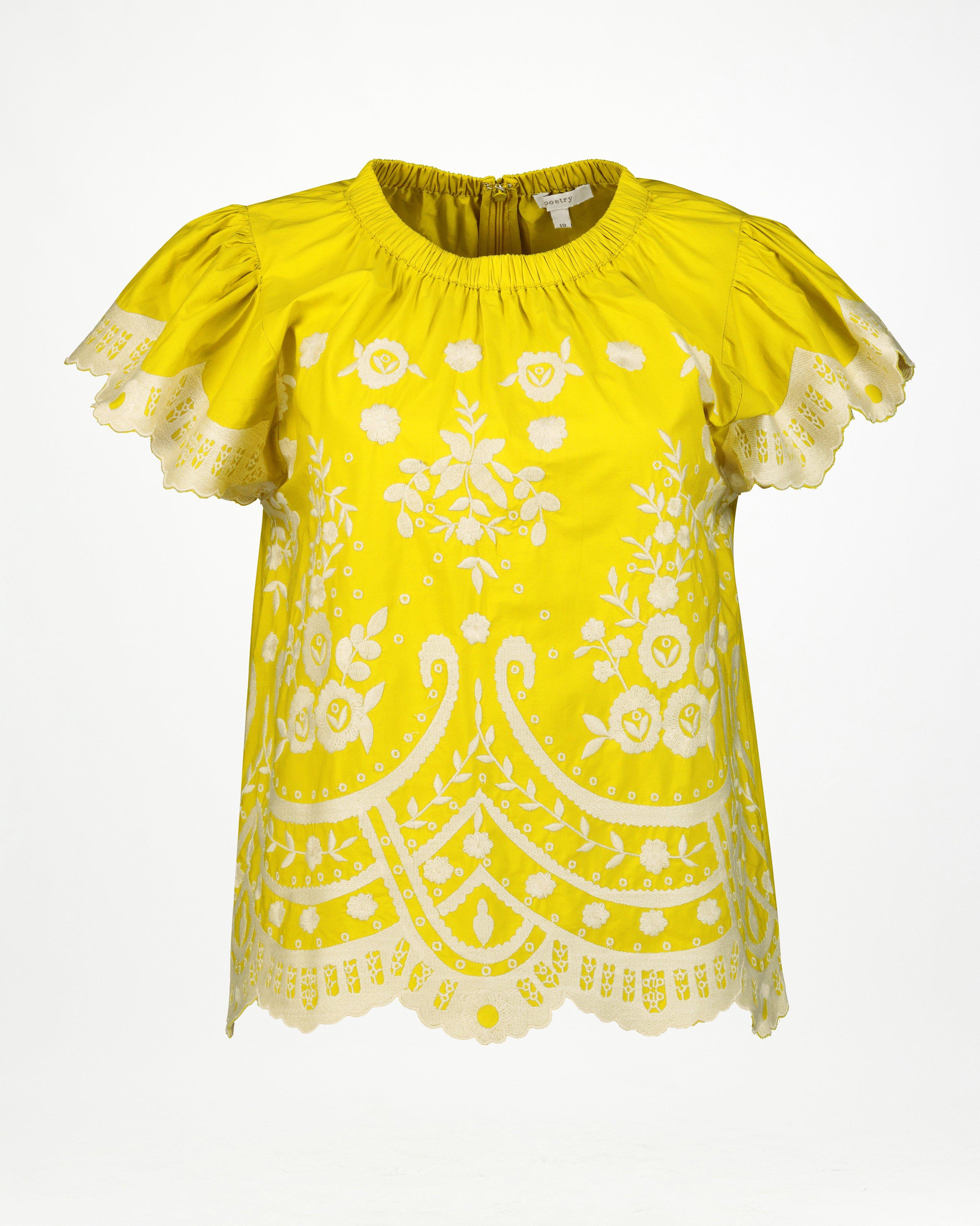 Paris Embroidered Popover -  Yellow