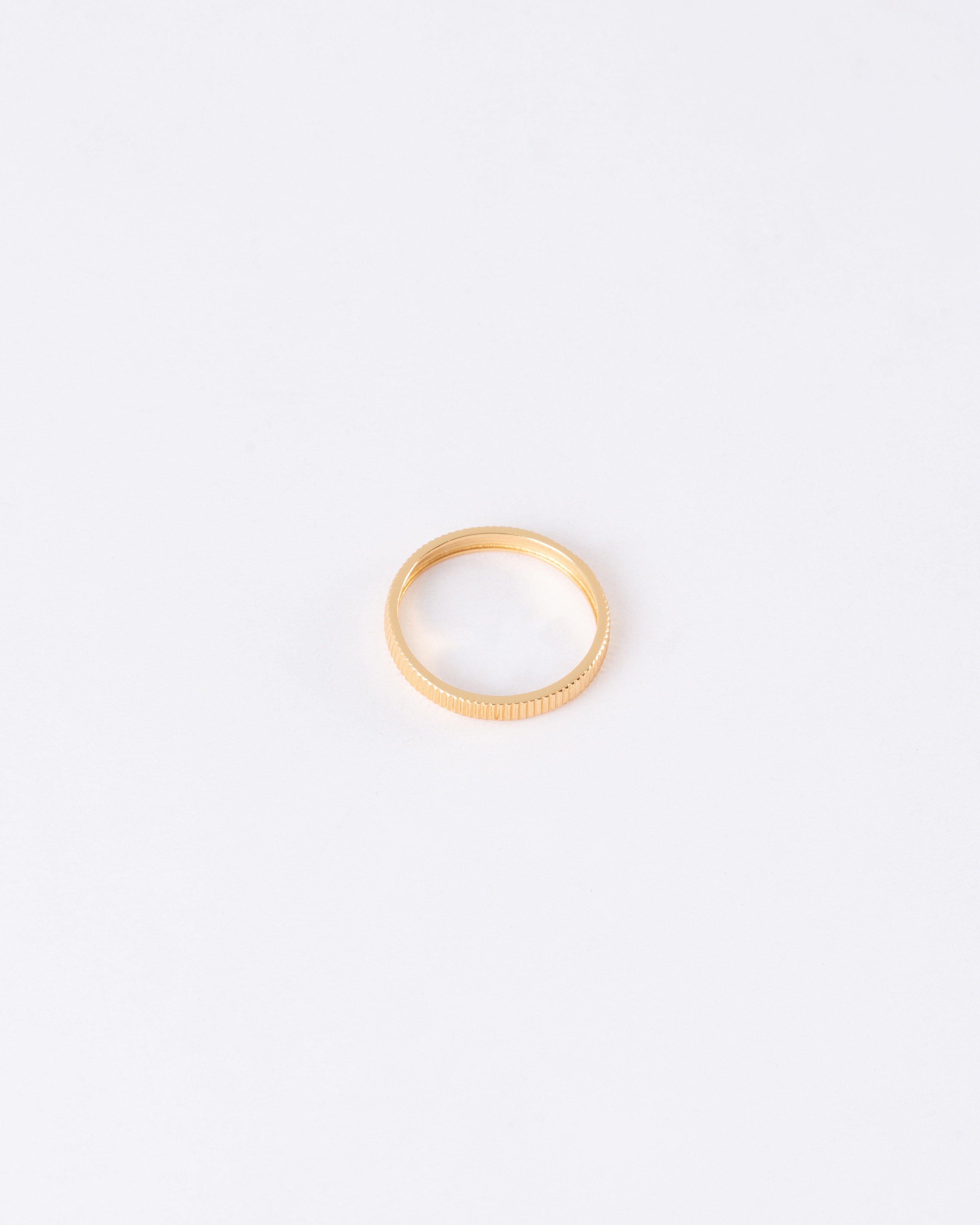 Sterling Silver Ridged Textured Band Ring -  Gold