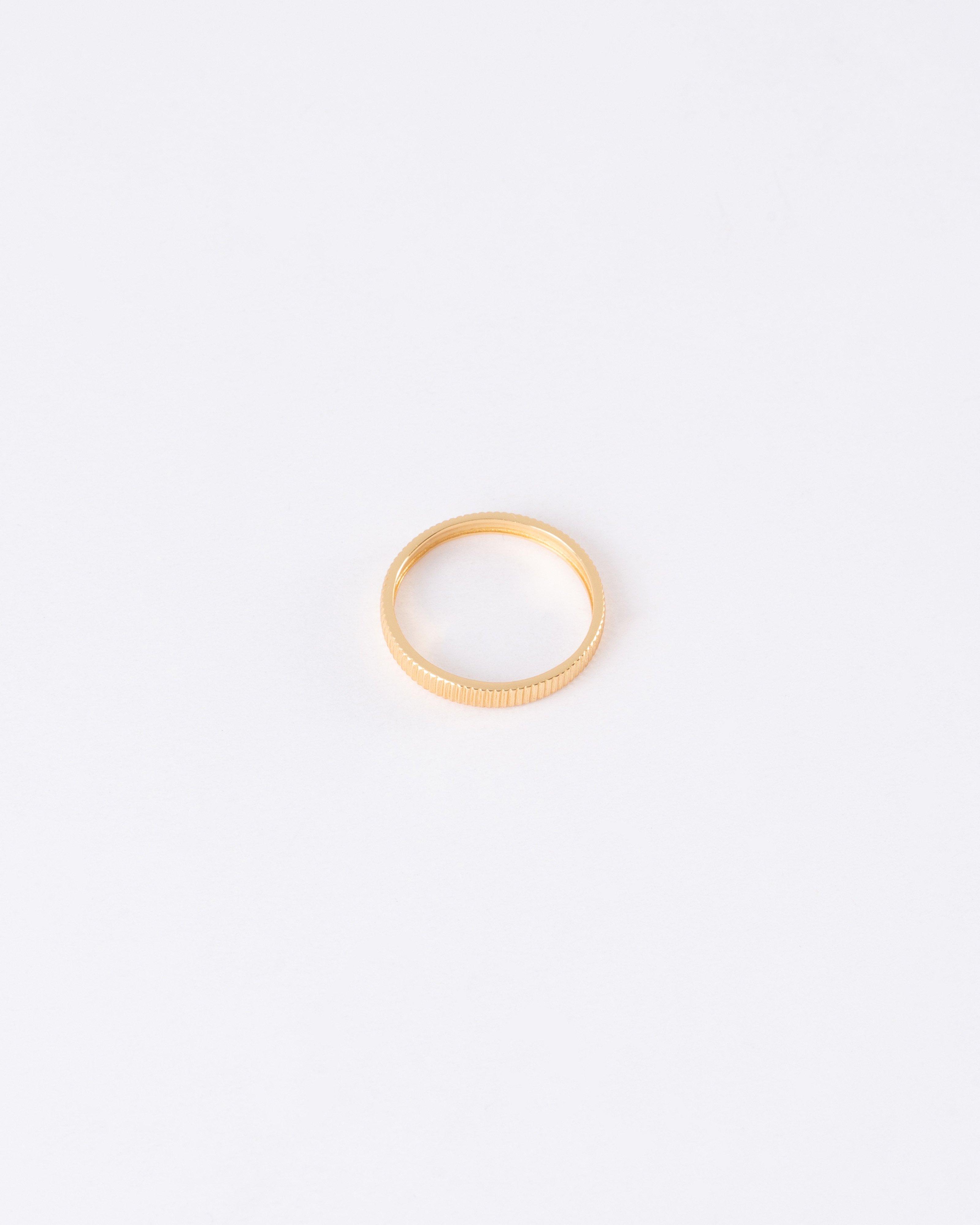 Sterling Silver Ridged Textured Band Ring -  Gold