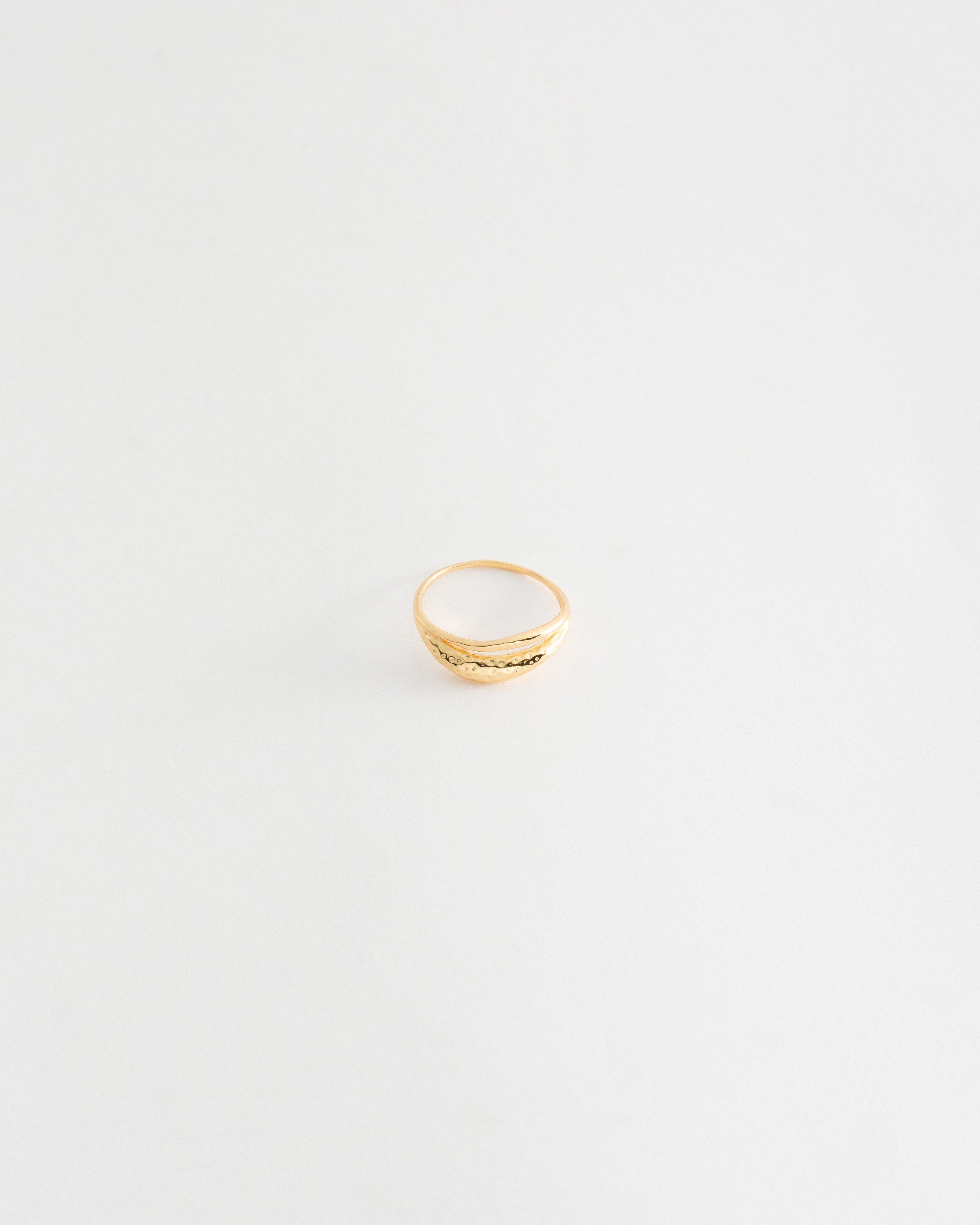 Sterling Silver Beaten Textured Ring -  Gold