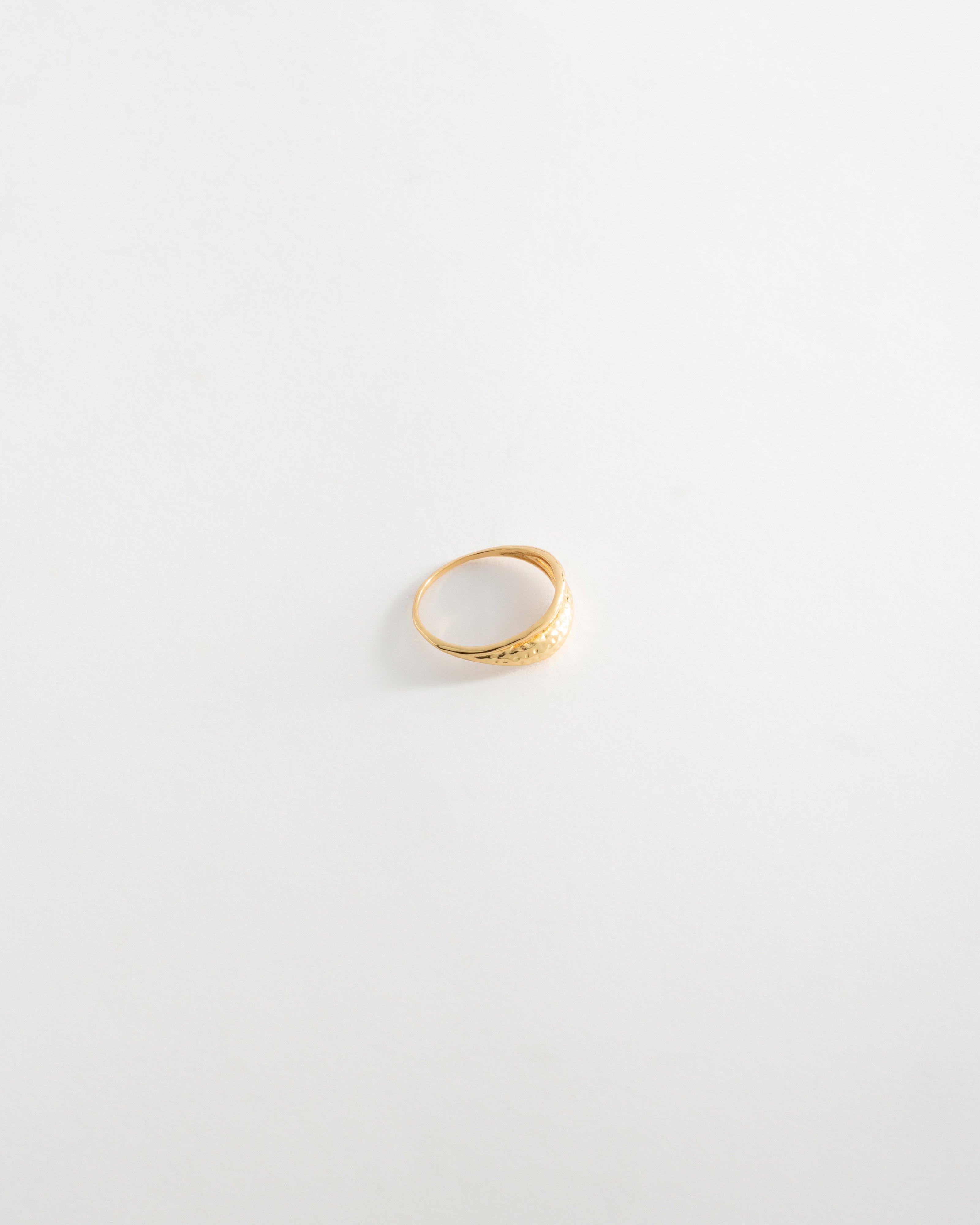 Sterling Silver Beaten Textured Ring -  Gold