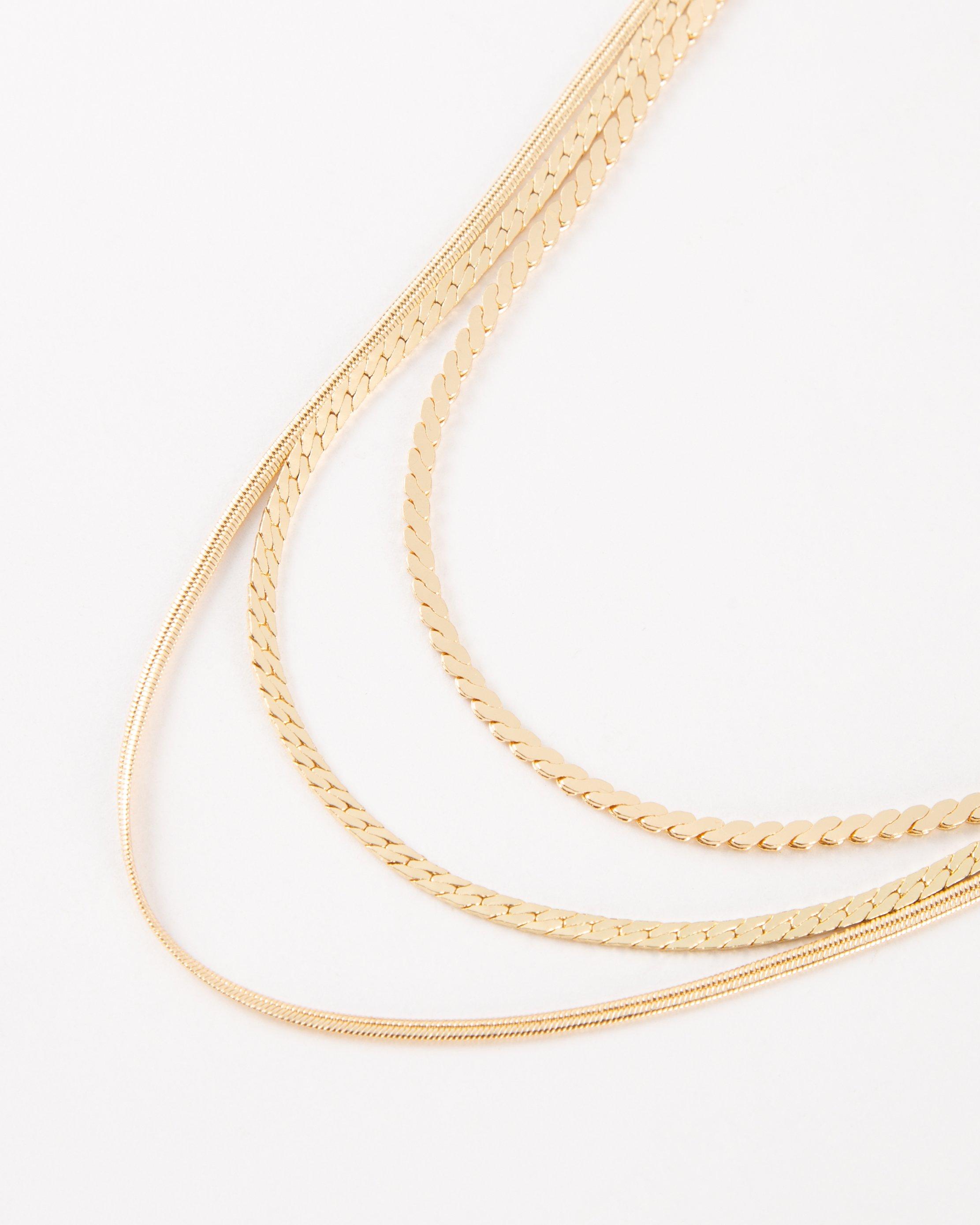 Women’s Three-Strand Snake Necklace  -  Gold