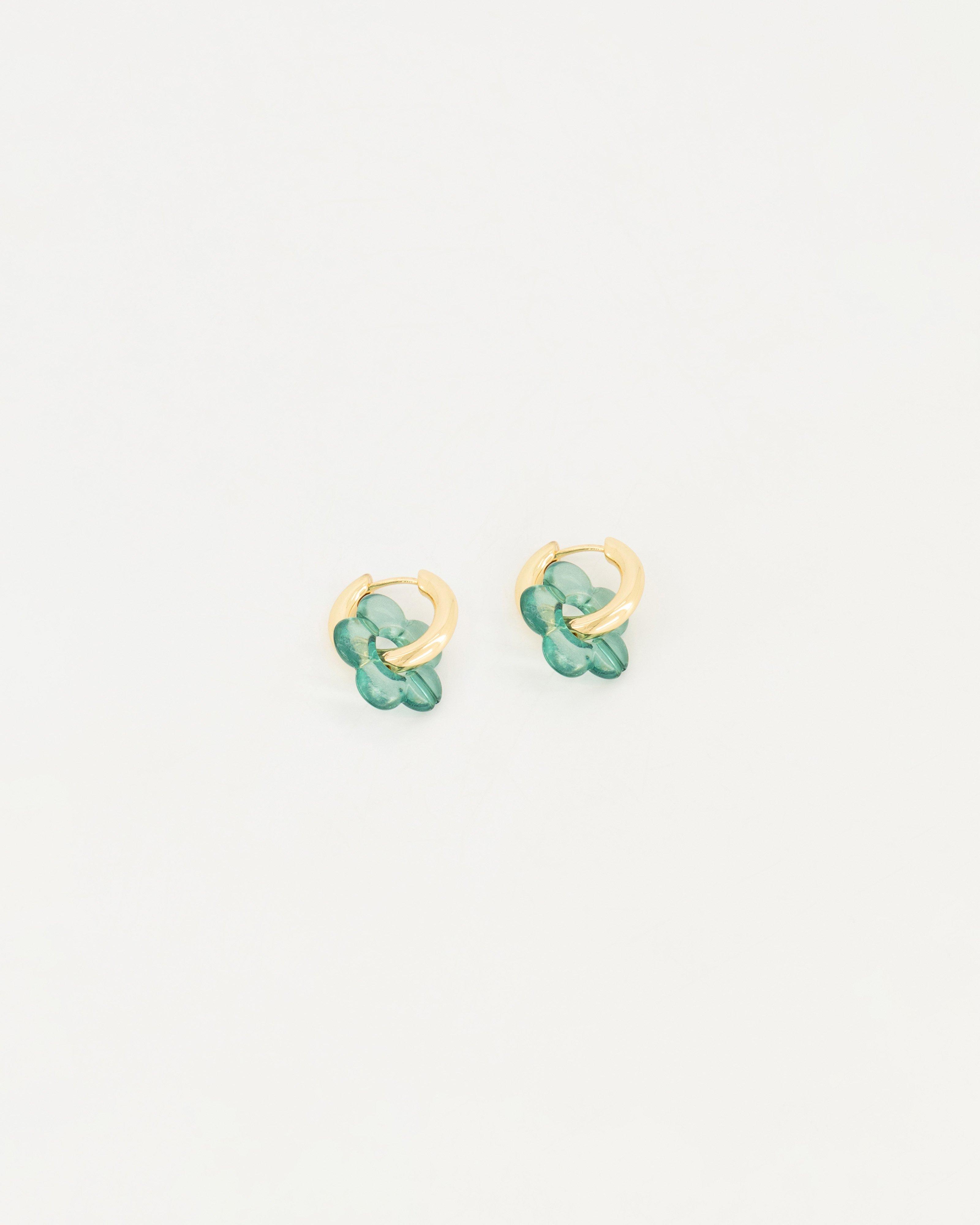 Women’s Resin Flower Hoop Earrings  -  Green