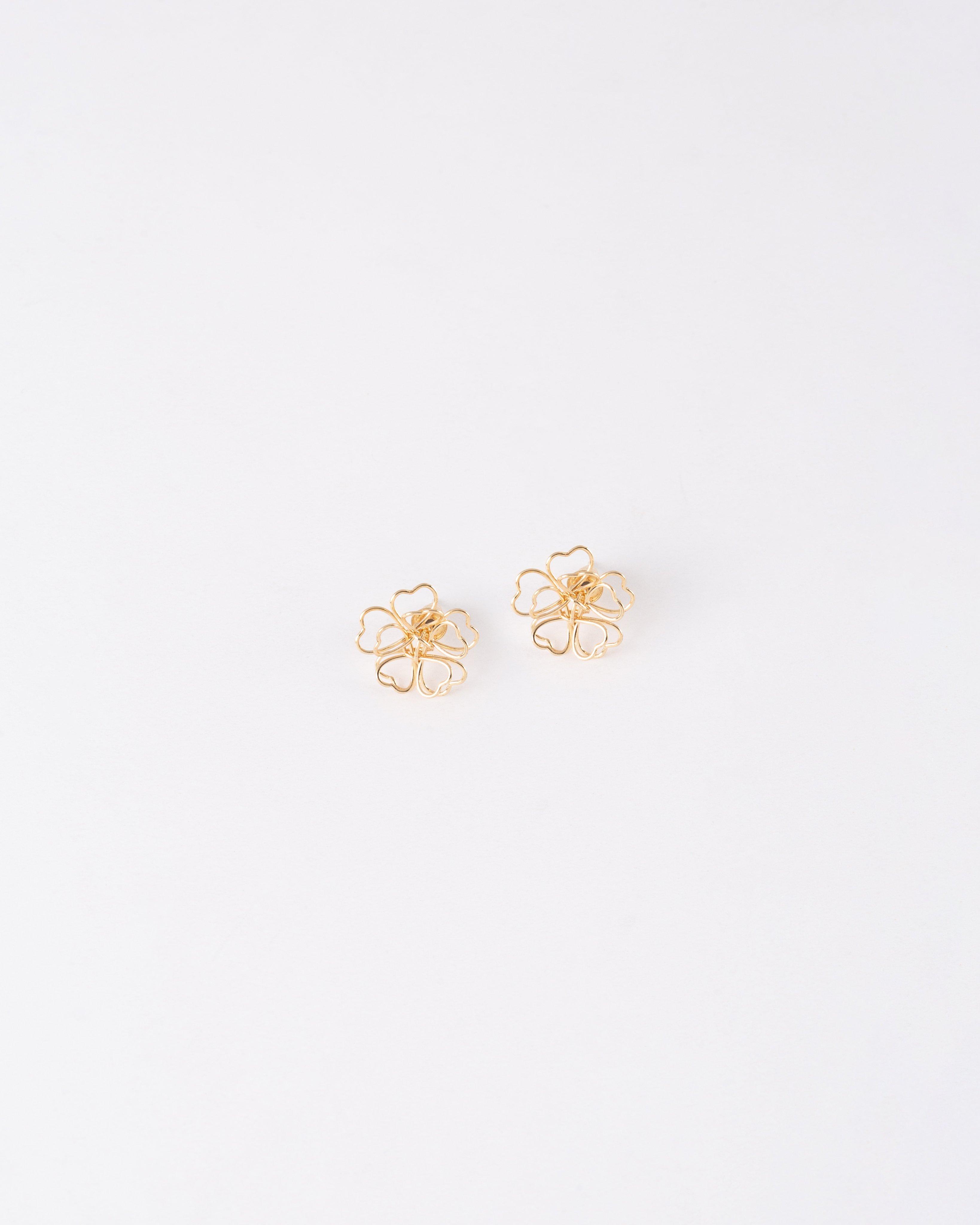 Women’s 3D Flower Stud Earrings  -  Gold