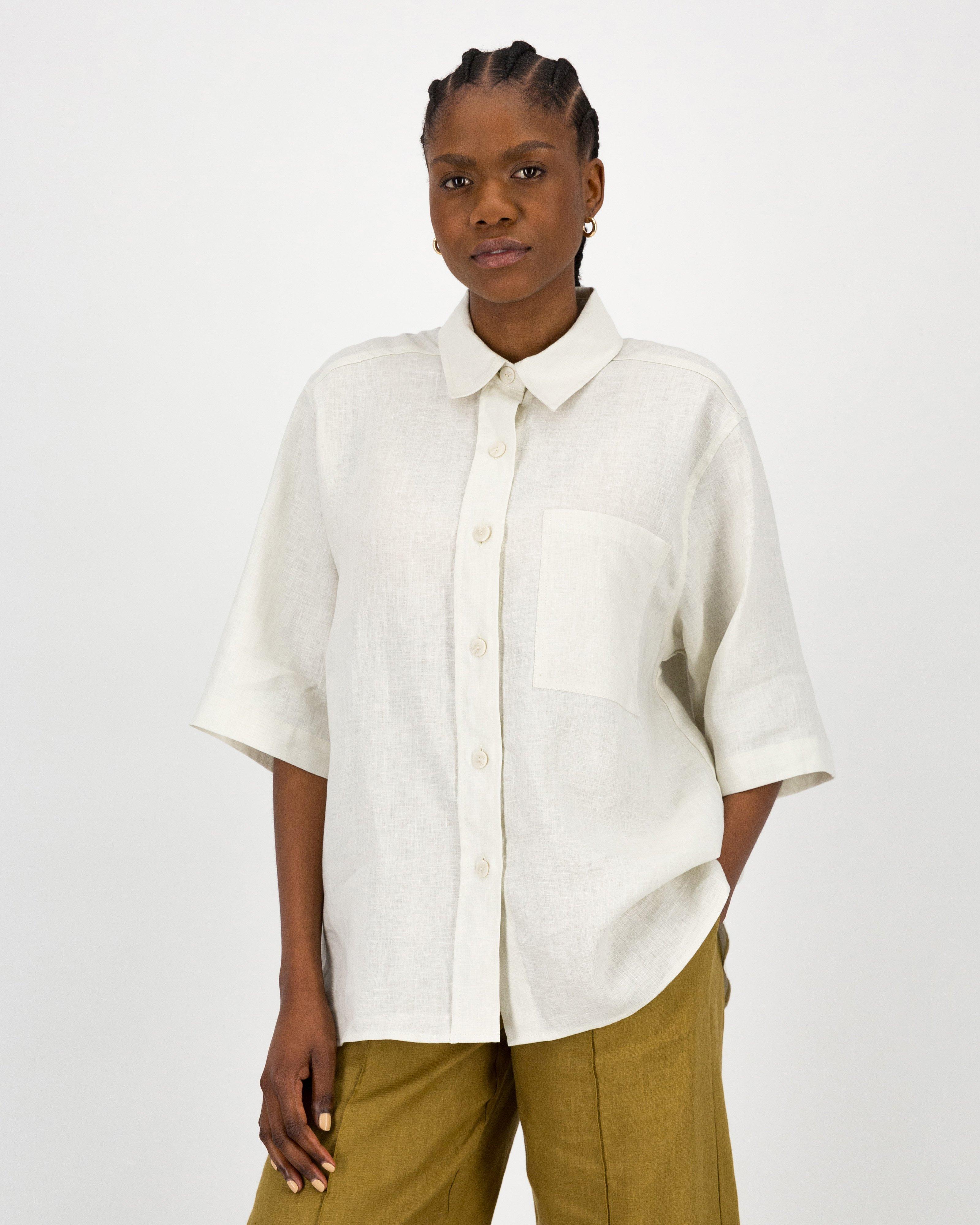 Celina Easy Linen Shirt -  Stone