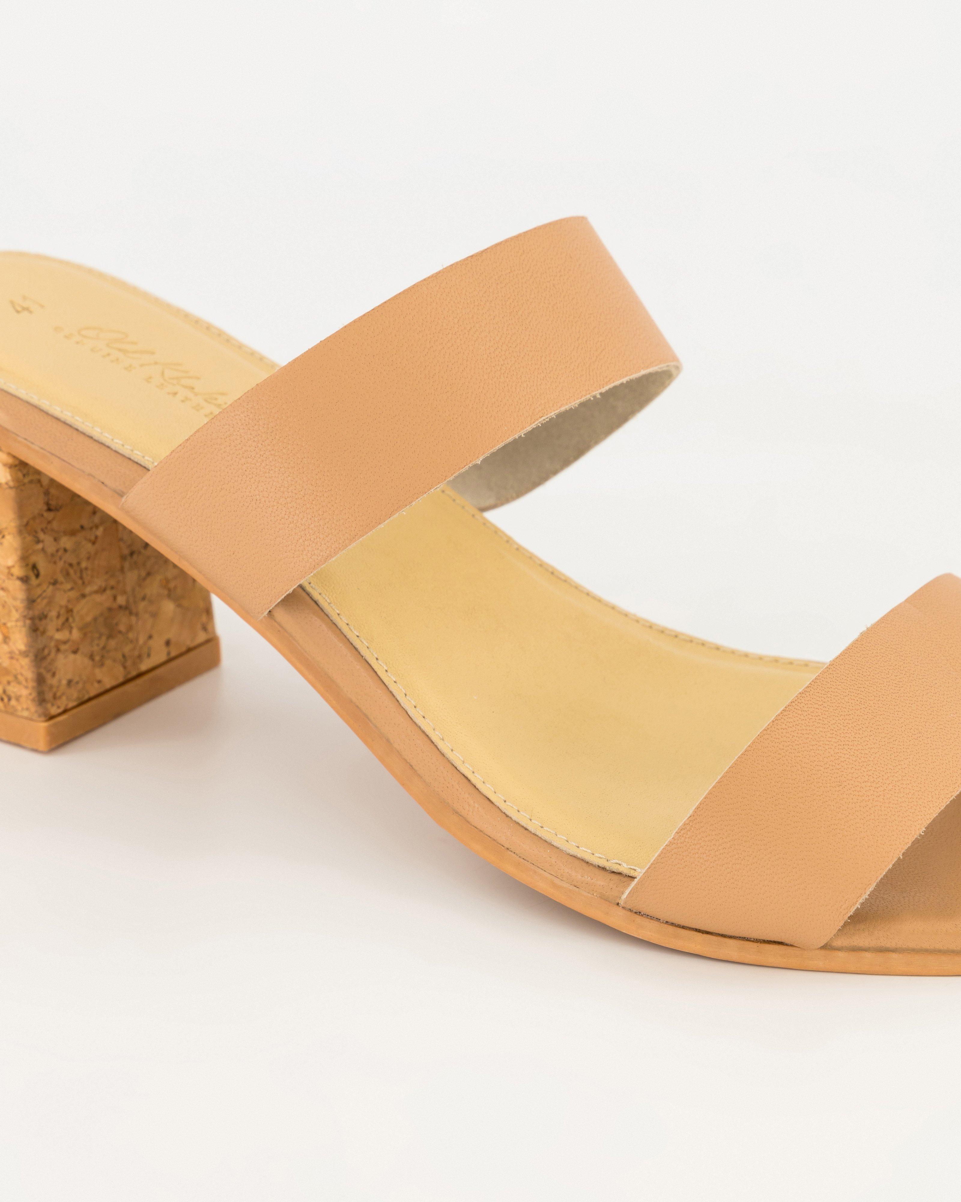 Women’s Casidy Leather Cork Heel  -  Camel