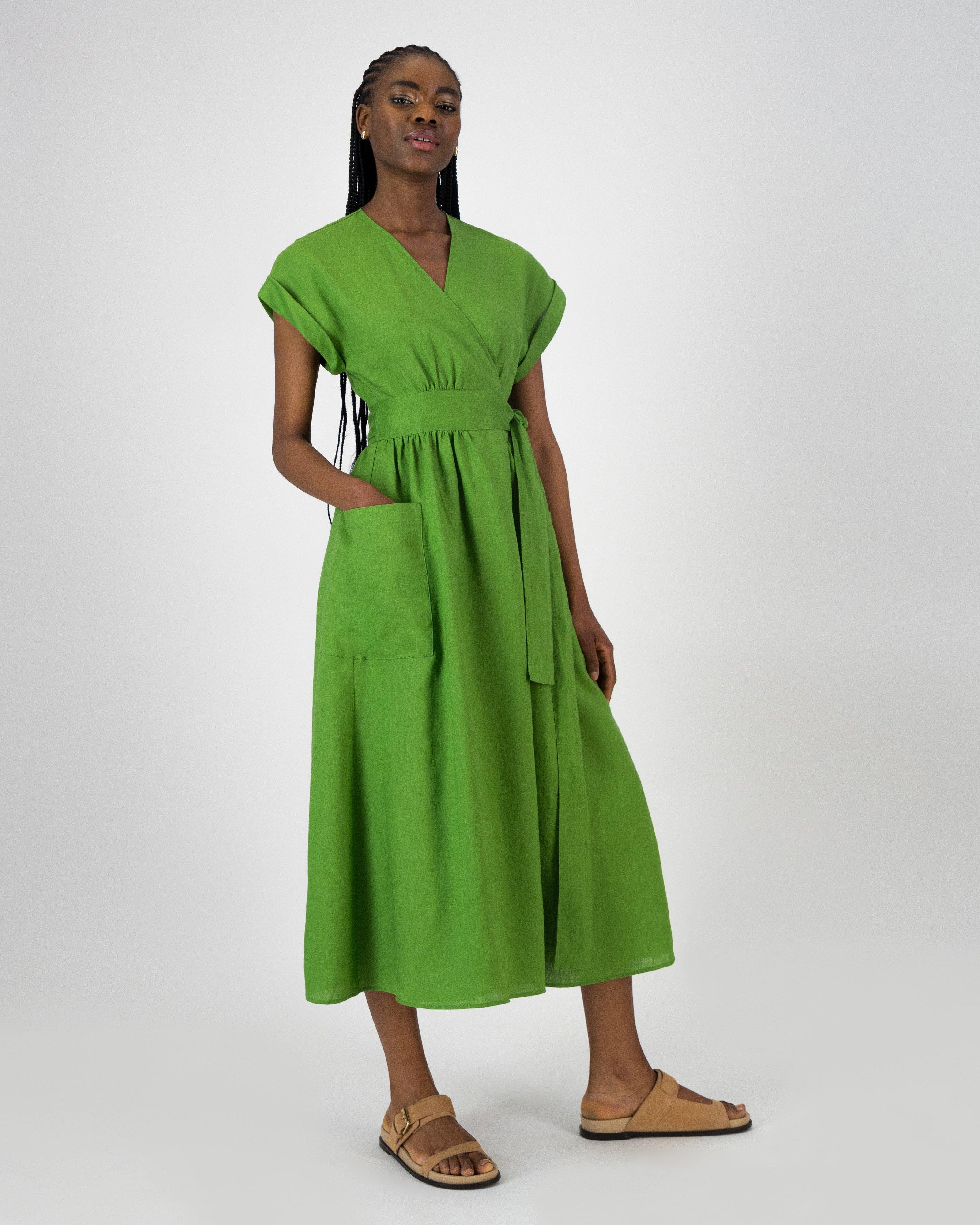 Taylor Linen Dress -  Green