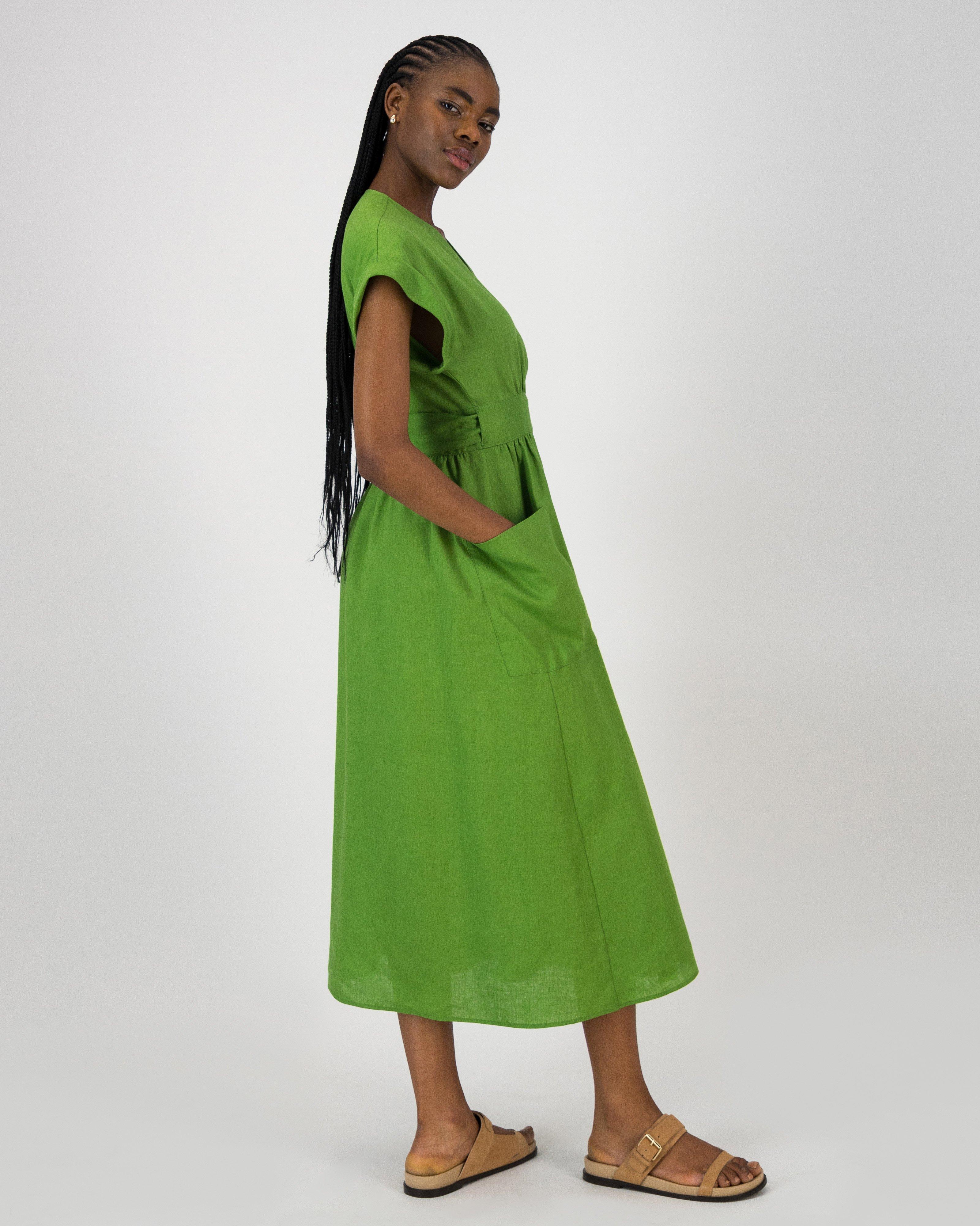 Taylor Linen Dress -  Green