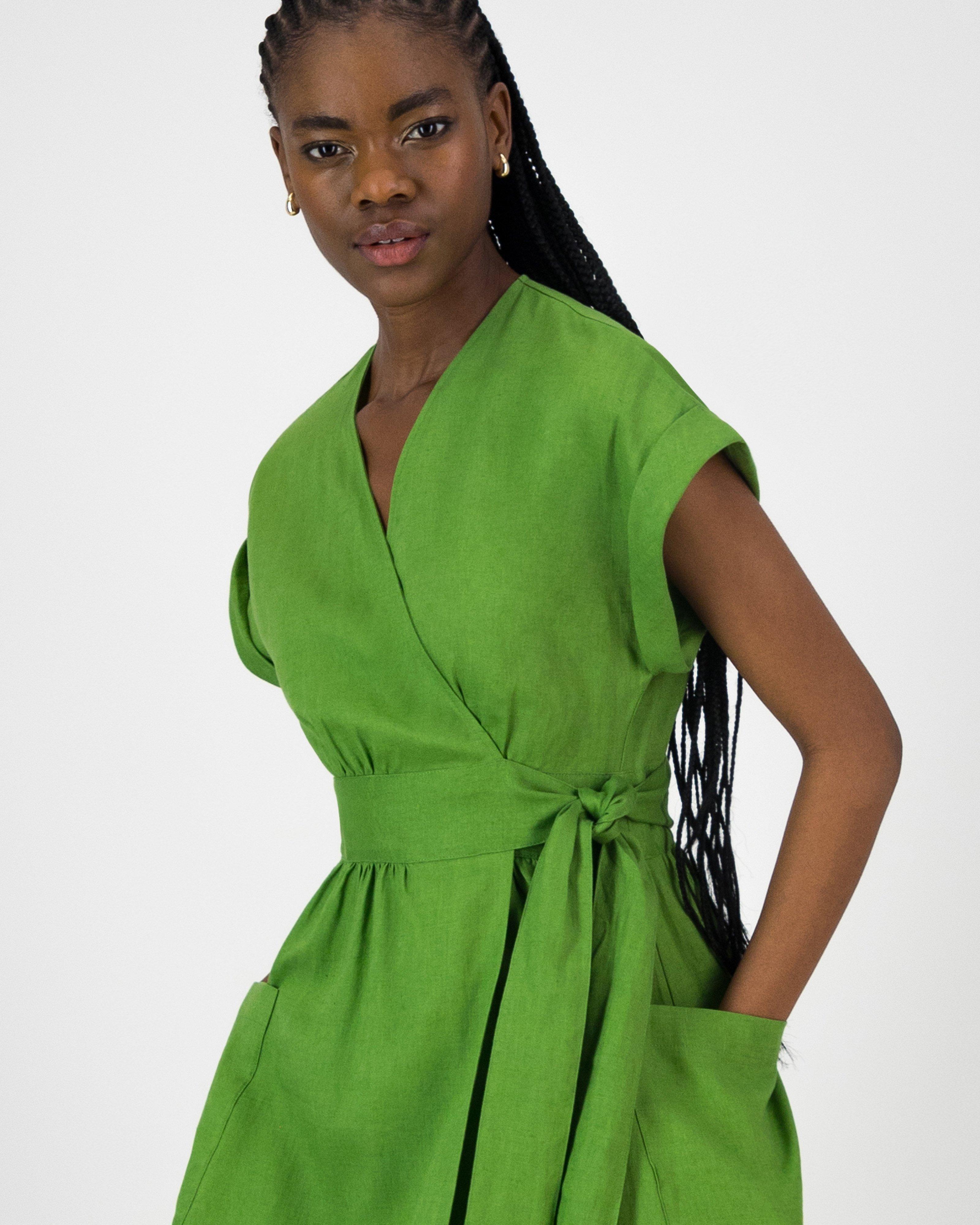 Taylor Linen Dress -  Green