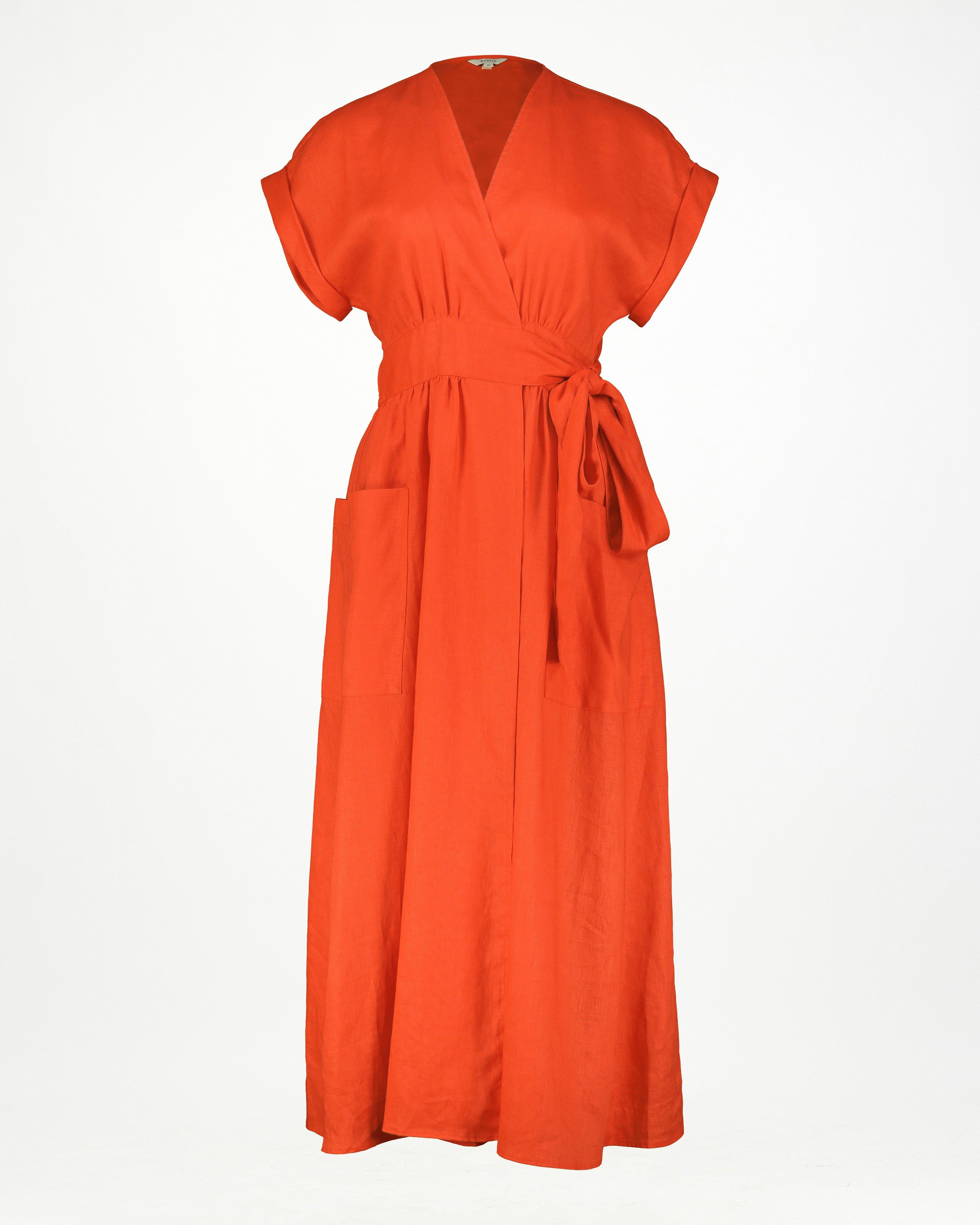 Taylor Linen Dress -  Orange