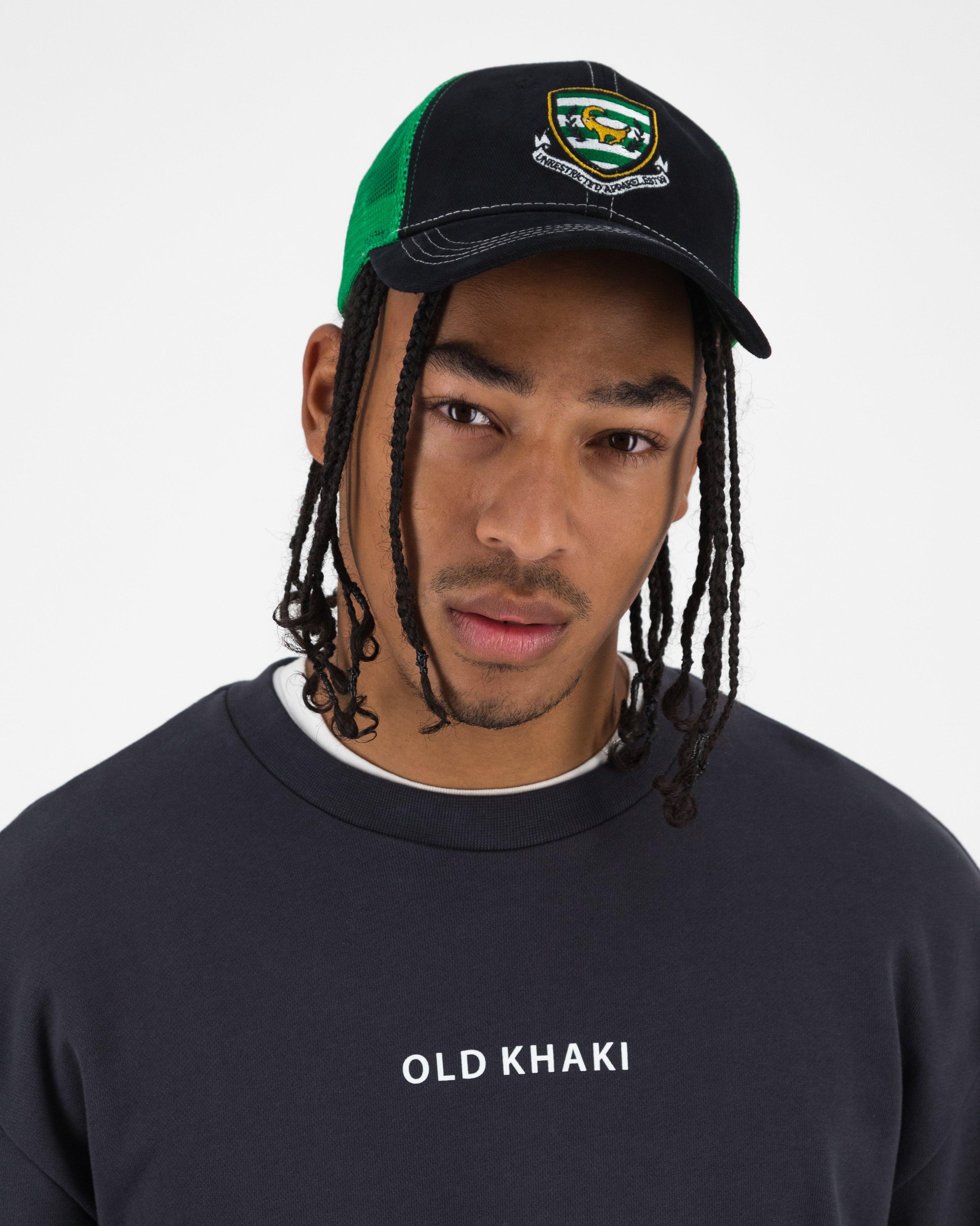 Old Khaki Brax Topstitch Crest Trucker Cap -  Black