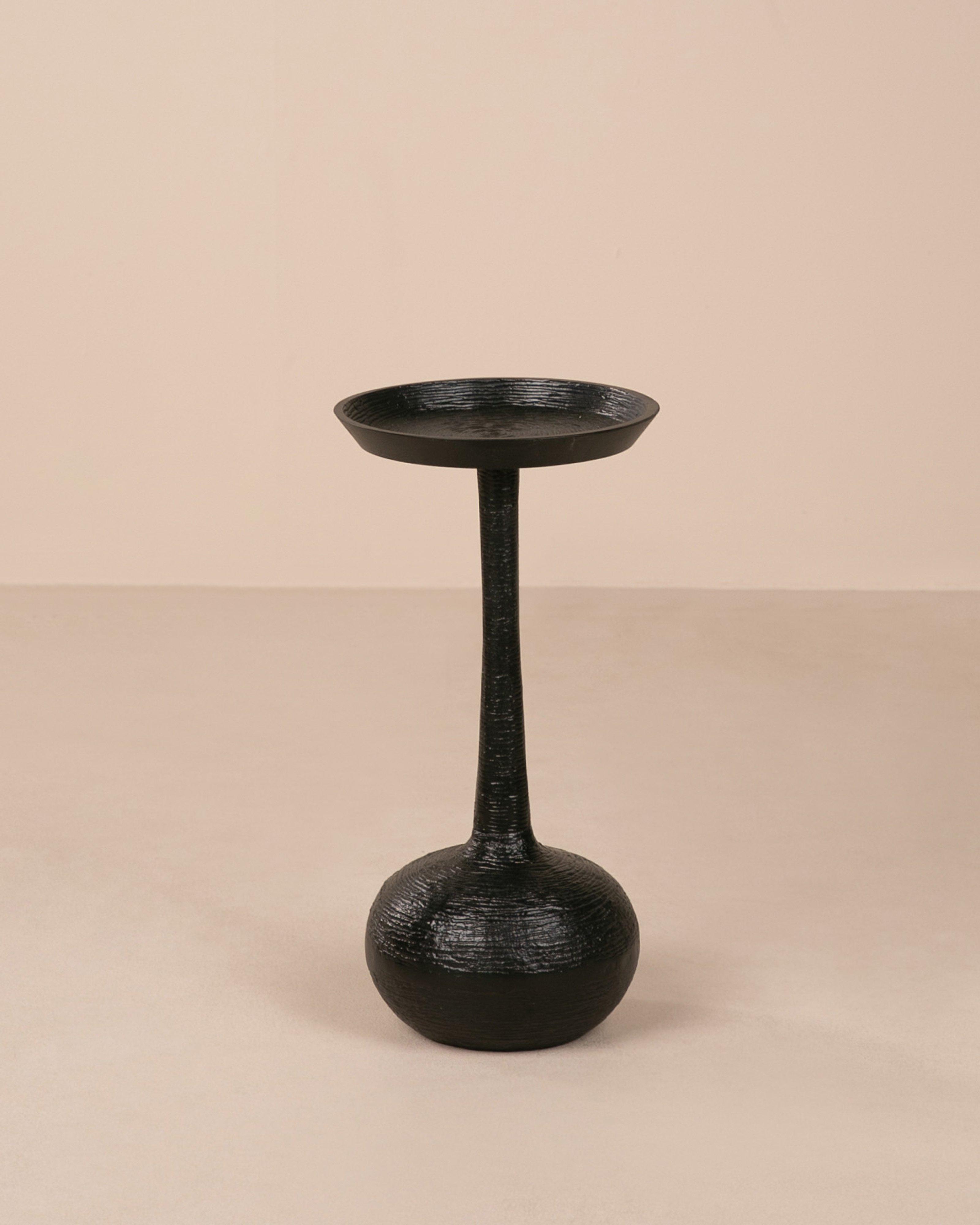 Belle Black Round Base Side Table -  Black