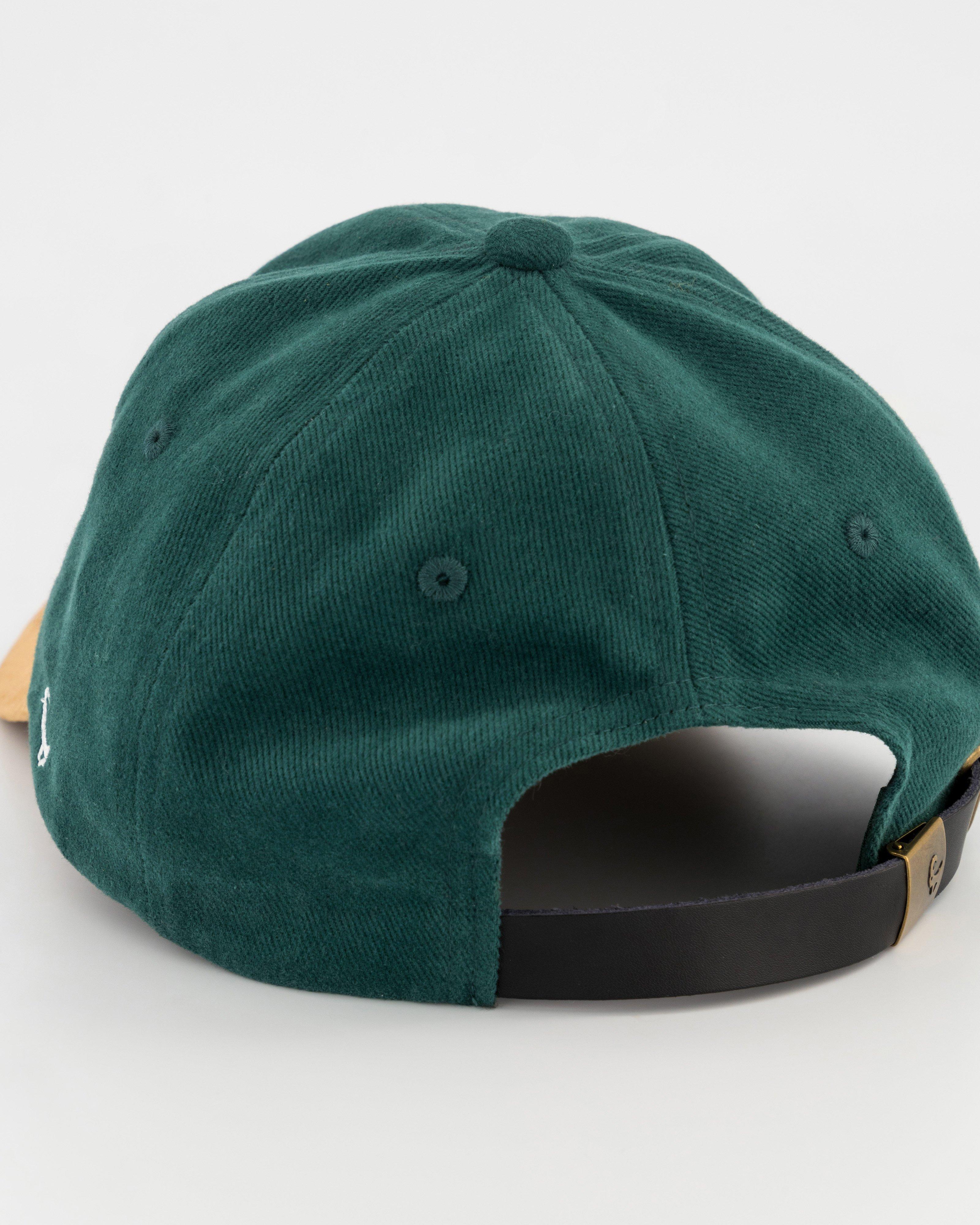 Old Khaki Scroll Front Embroidered Peak Cap -  Green