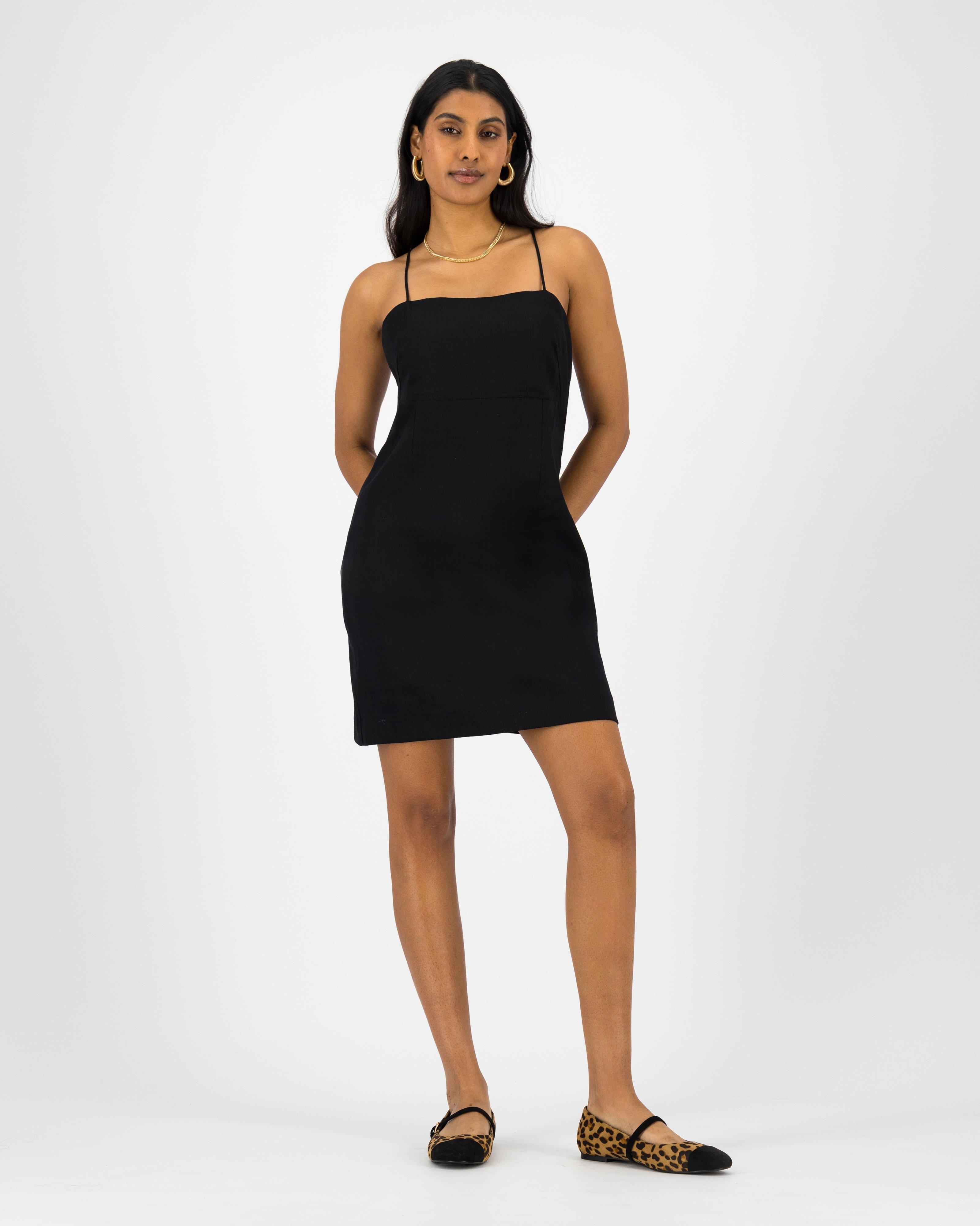 Jesse Short Strappy Dress -  Black