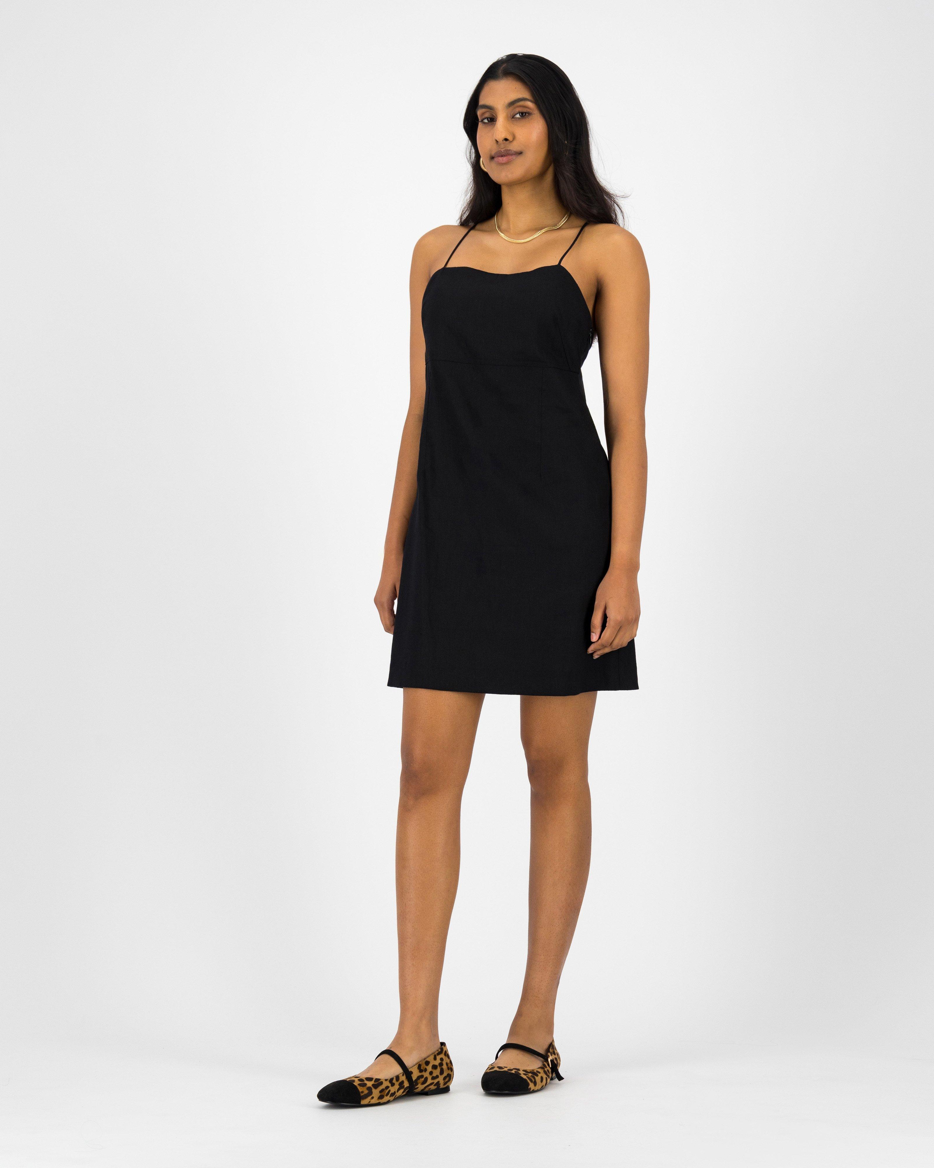 Jesse Short Strappy Dress -  Black