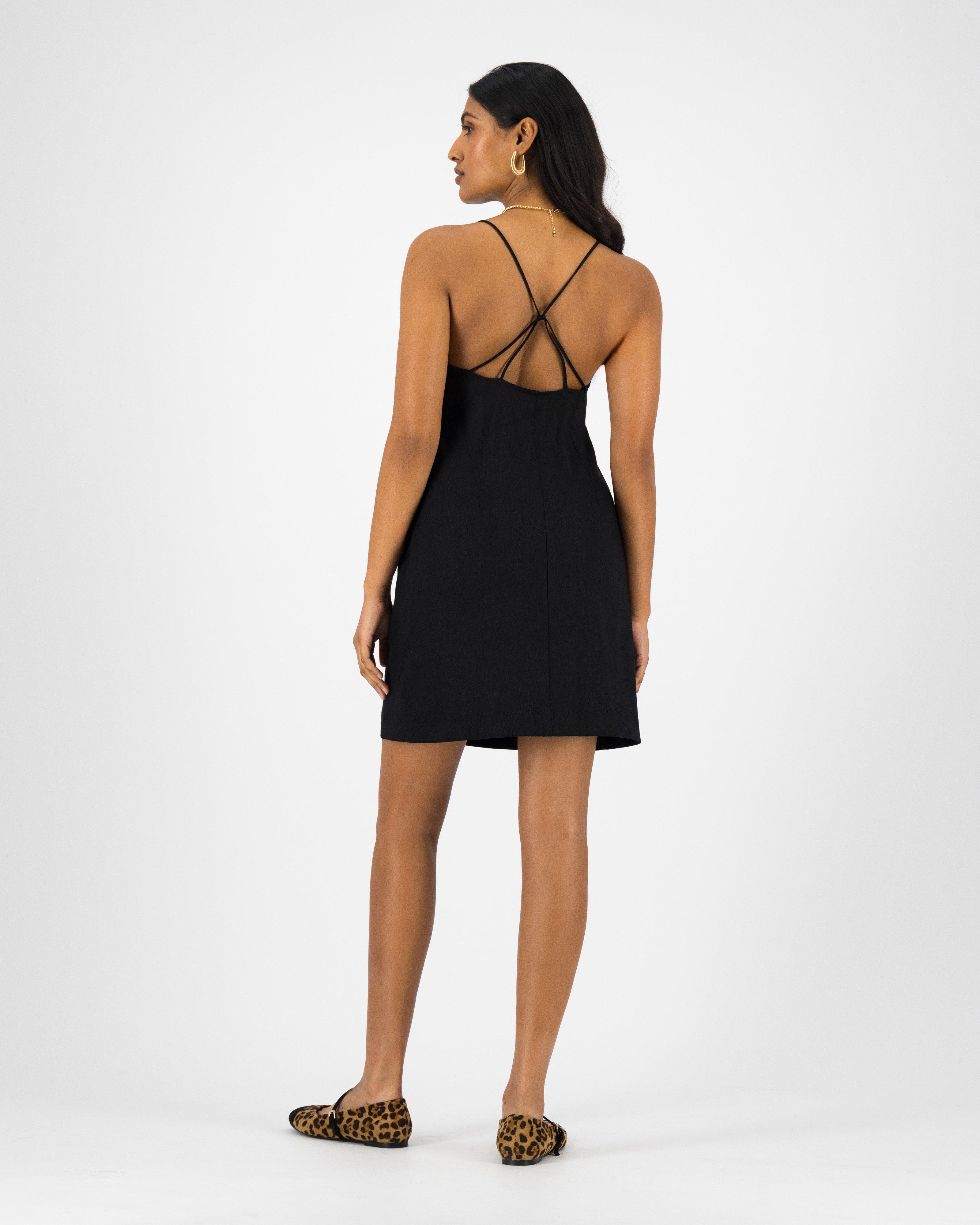 Jesse Short Strappy Dress -  Black