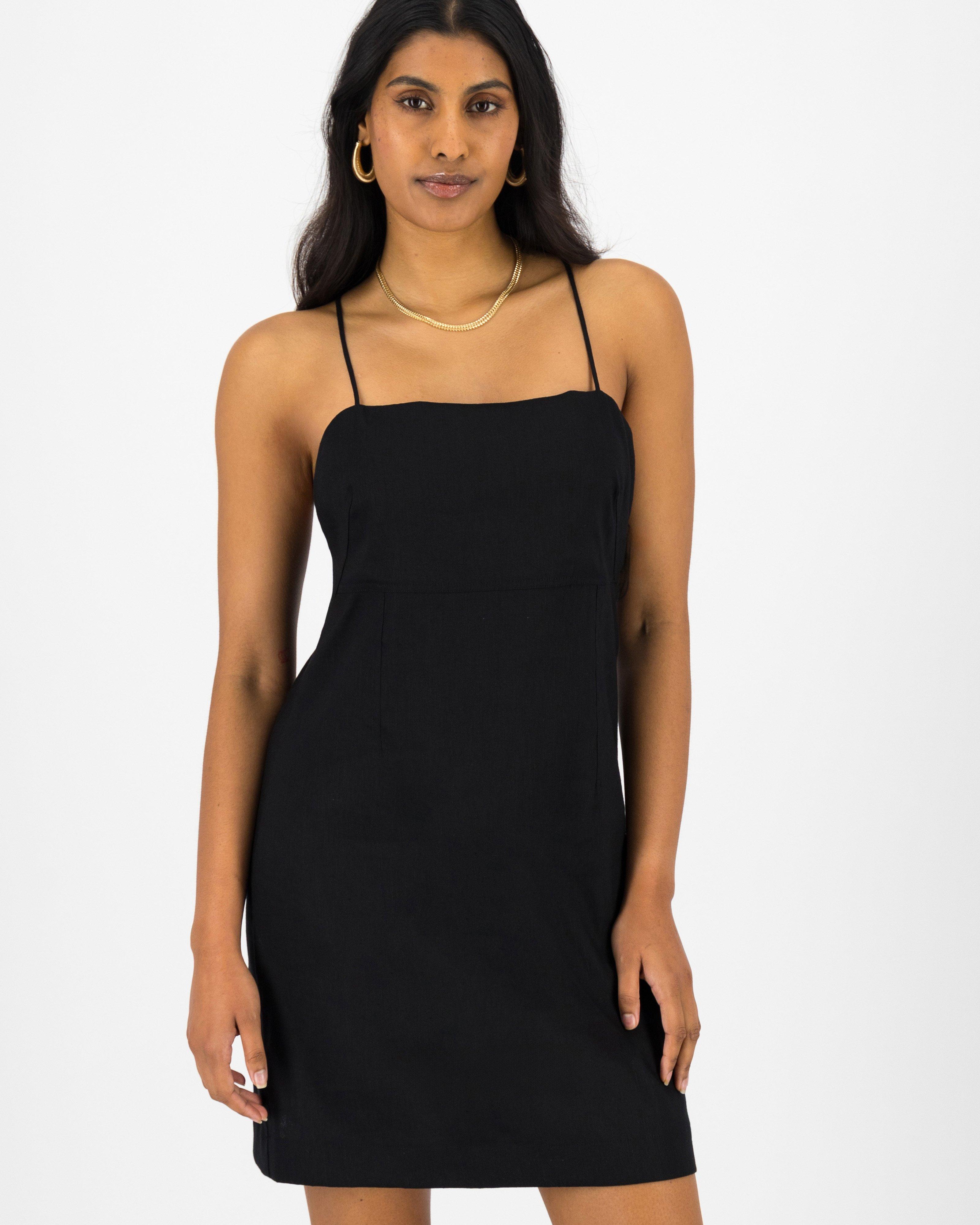 Jesse Short Strappy Dress -  Black