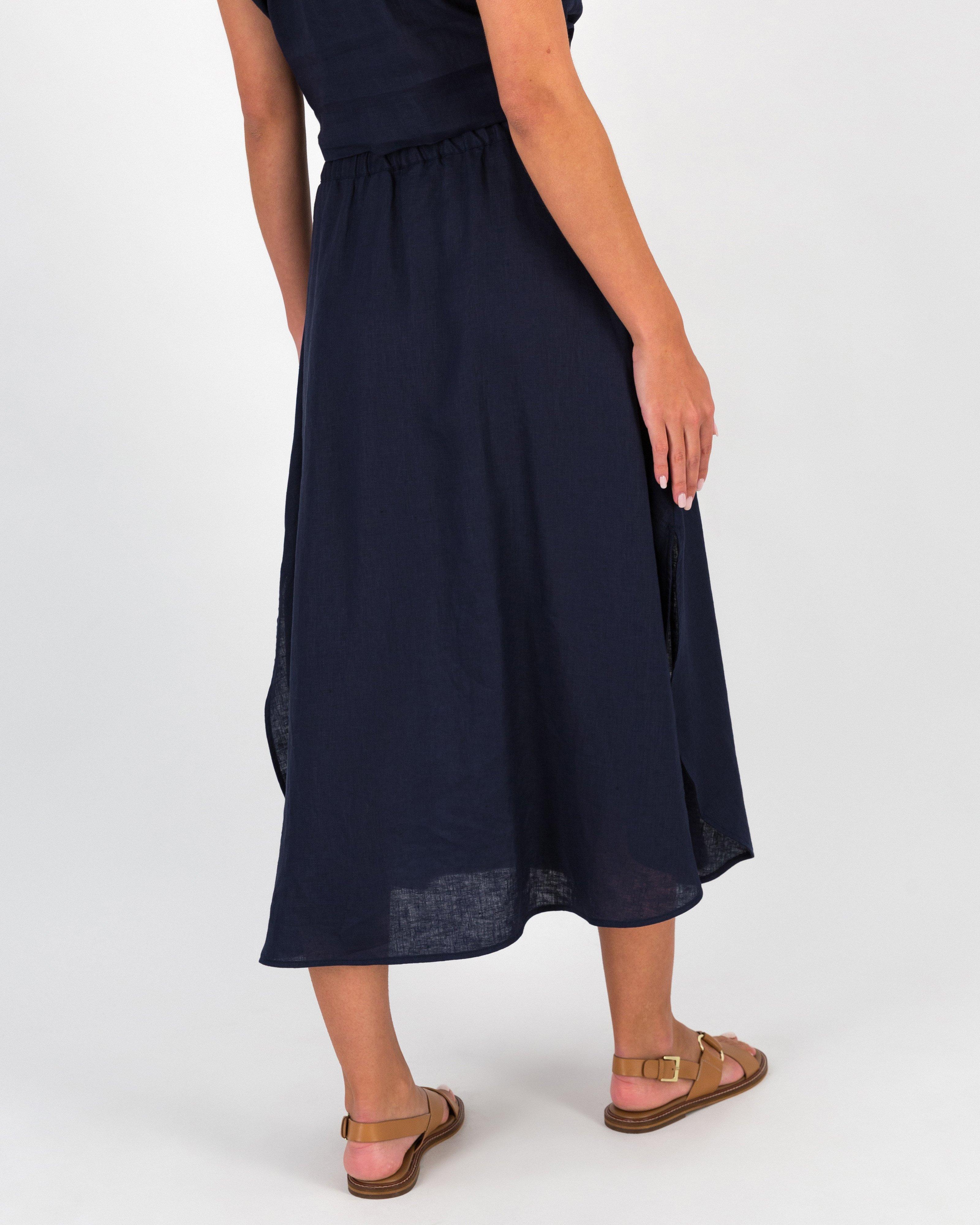 Florence Linen Skirt -  Navy