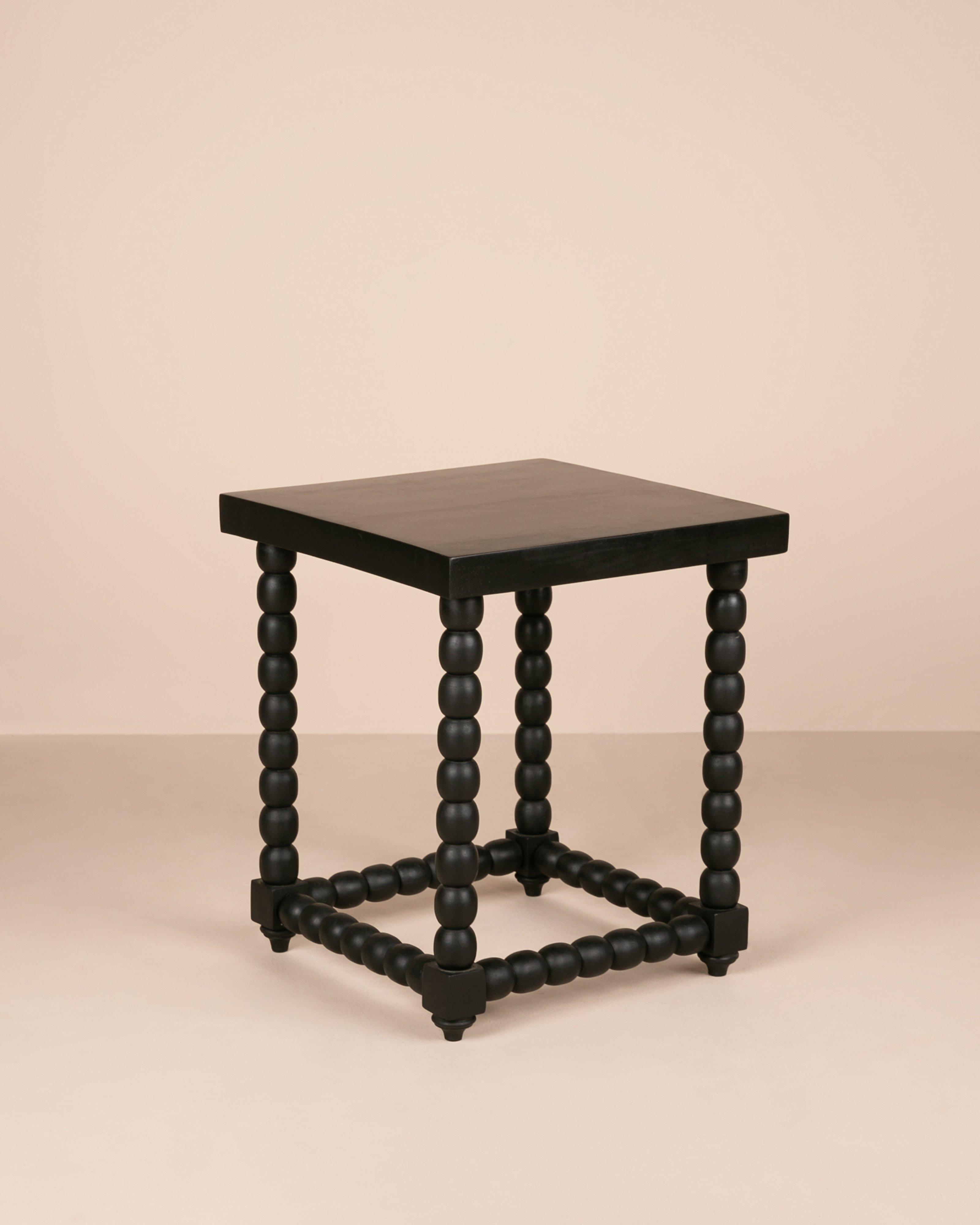 Bobbin Square Side Table -  Black