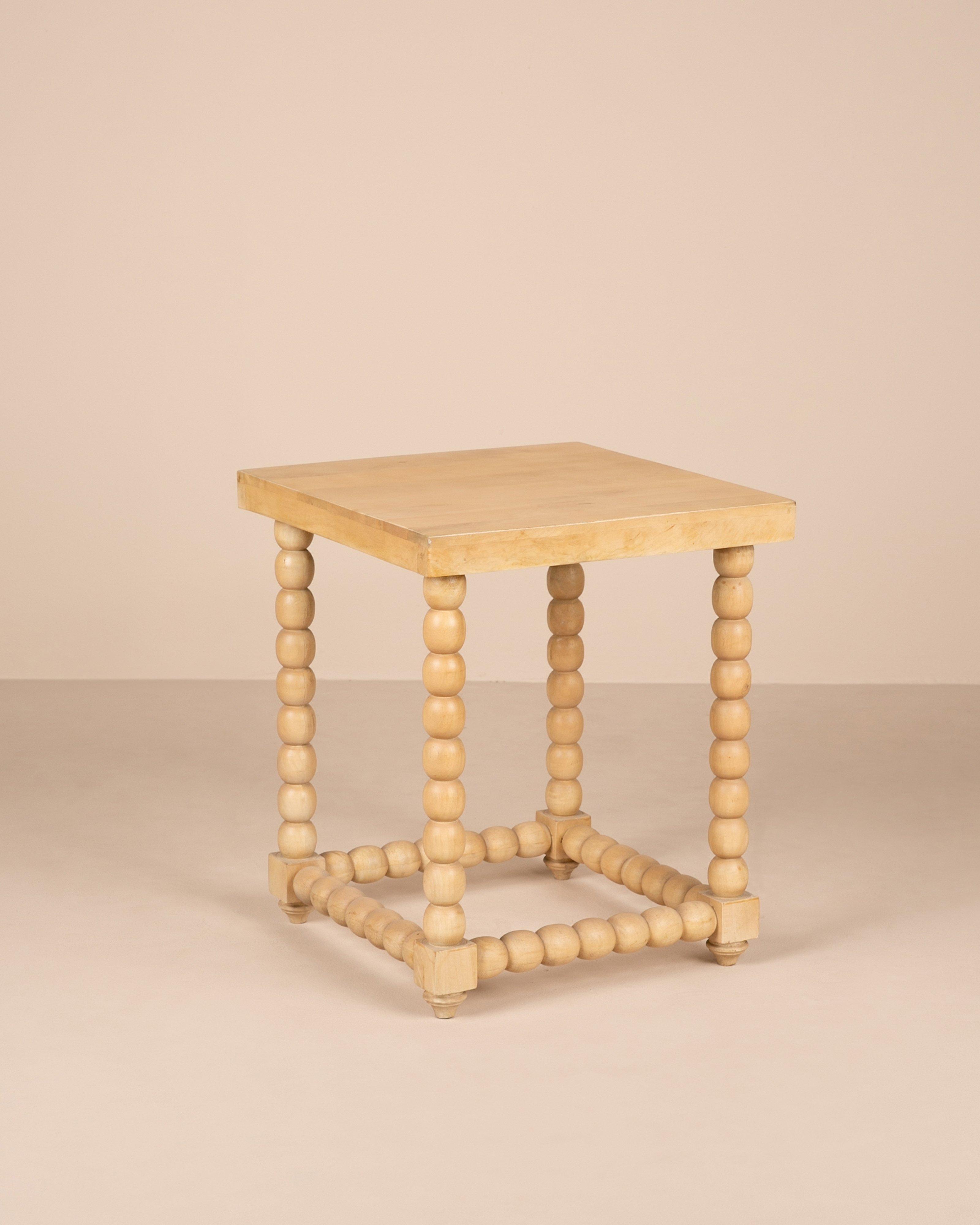 Bobbin Square Side Table -  Tan