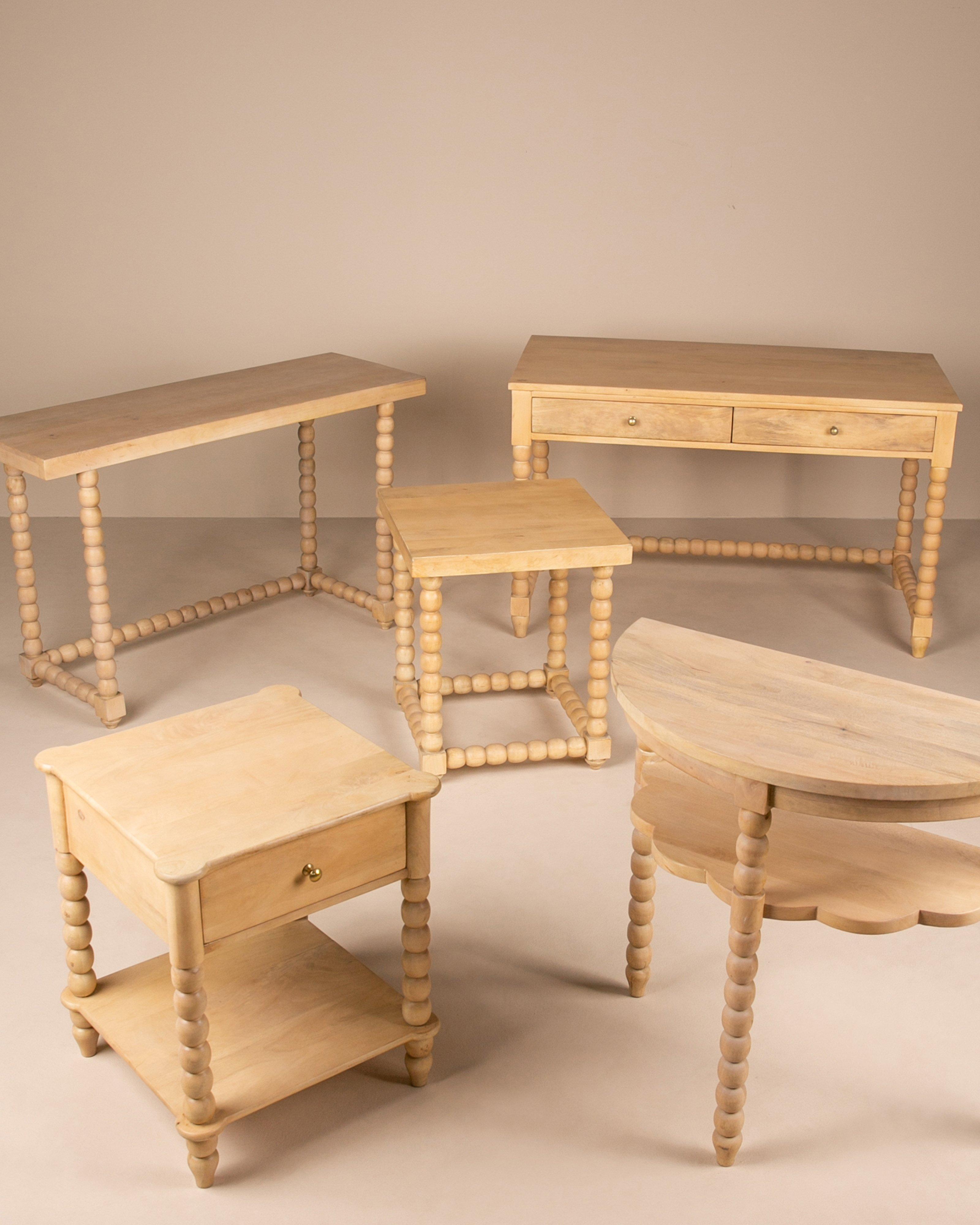 Bobbin Square Side Table -  Tan