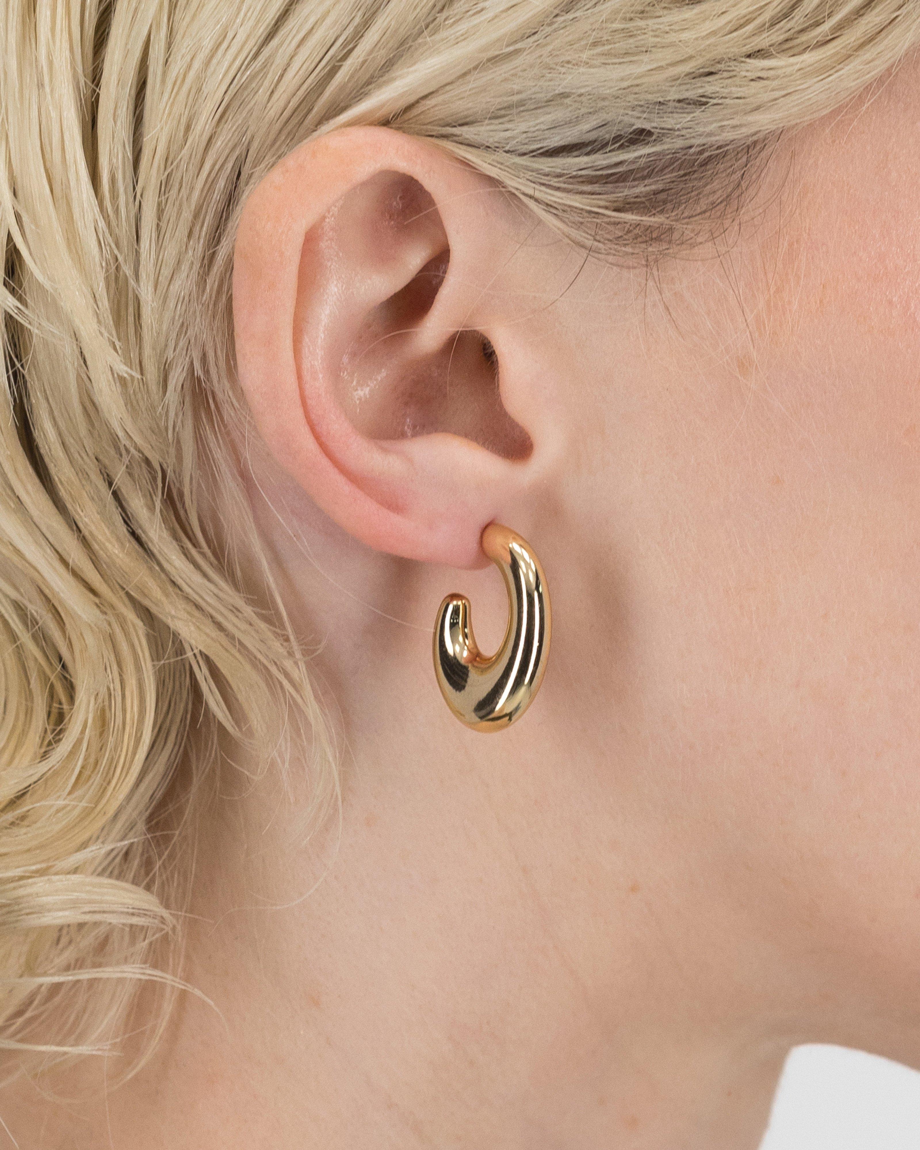 Organic Scoop Shape Hoop Earrings -  Gold