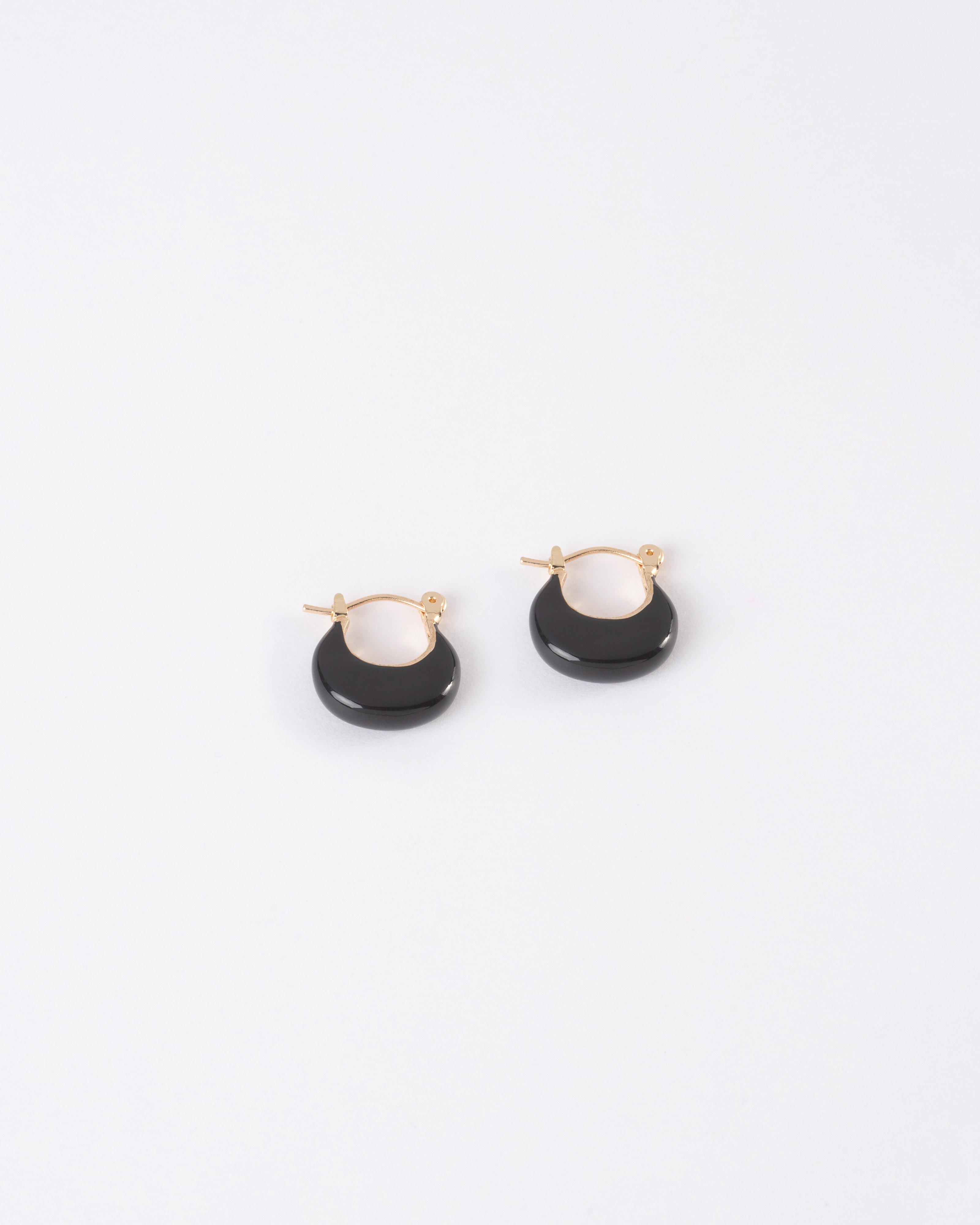 Resin Scoop Hoop Earrings -  Black