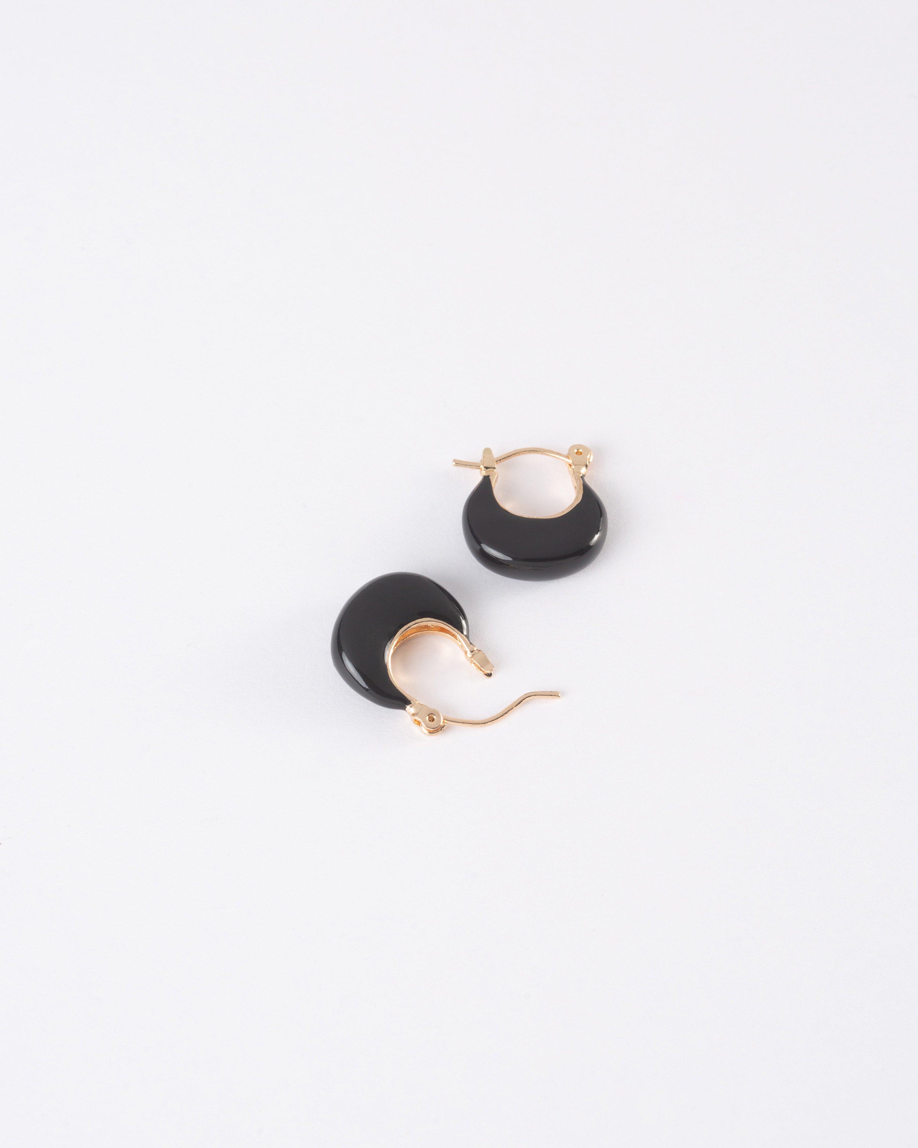 Resin Scoop Hoop Earrings -  Black