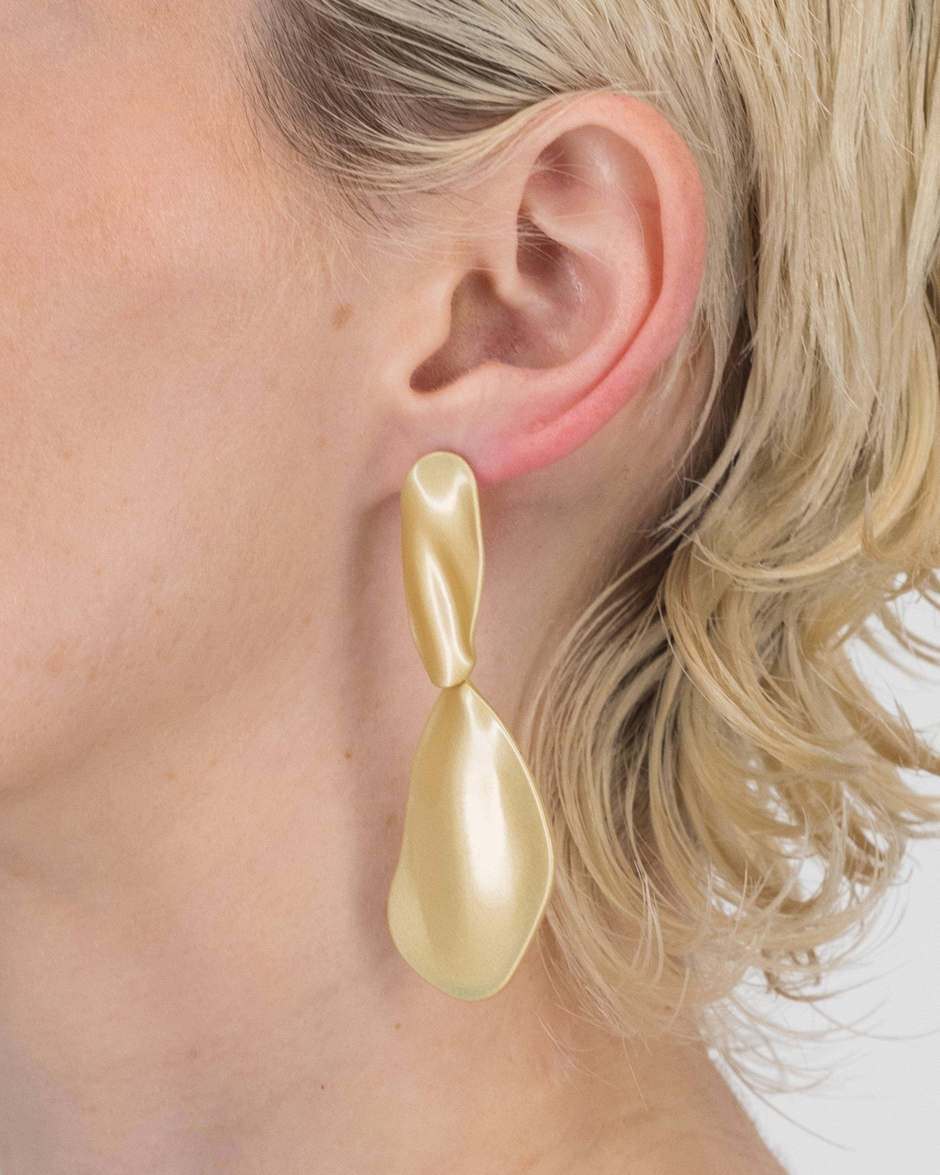 Organic Statement Double Drop Earrings -  Gold