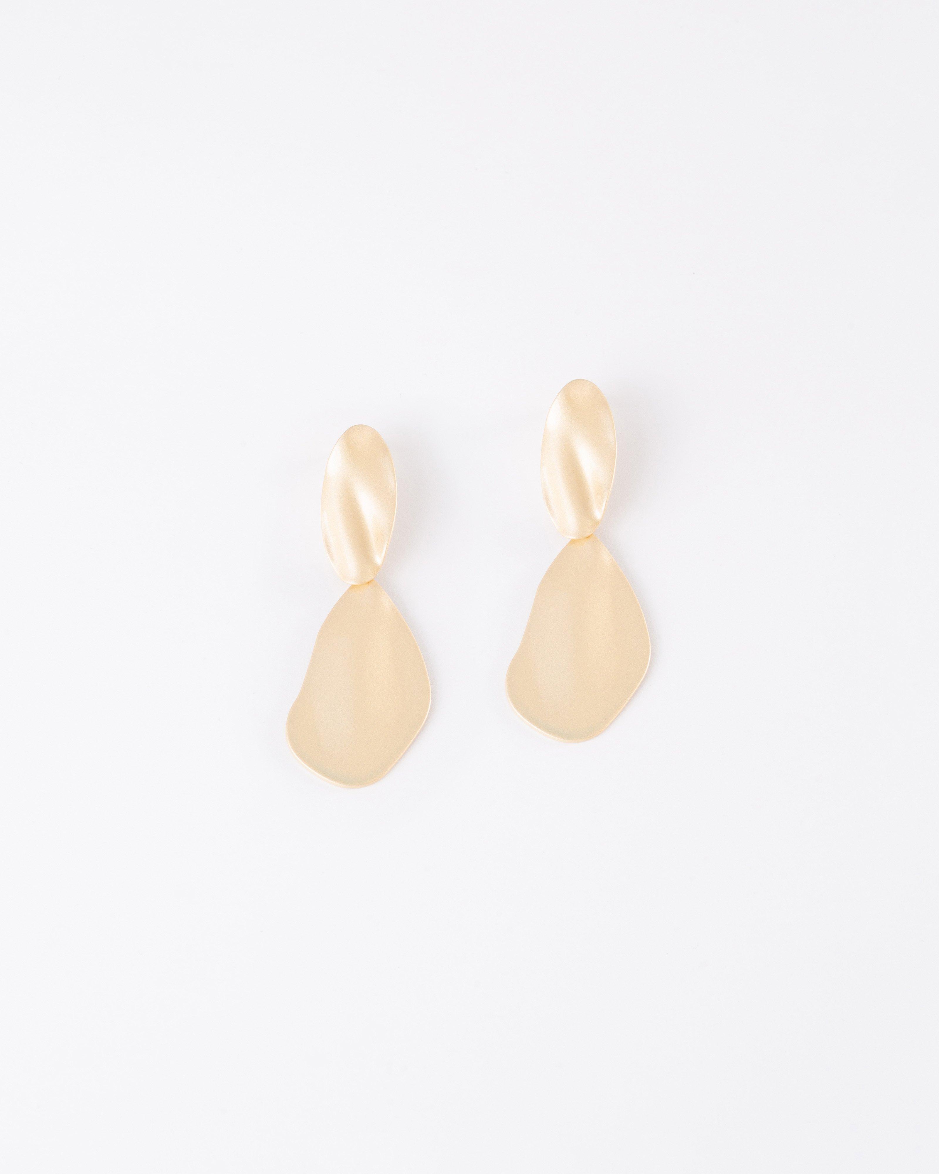 Organic Statement Double Drop Earrings -  Gold