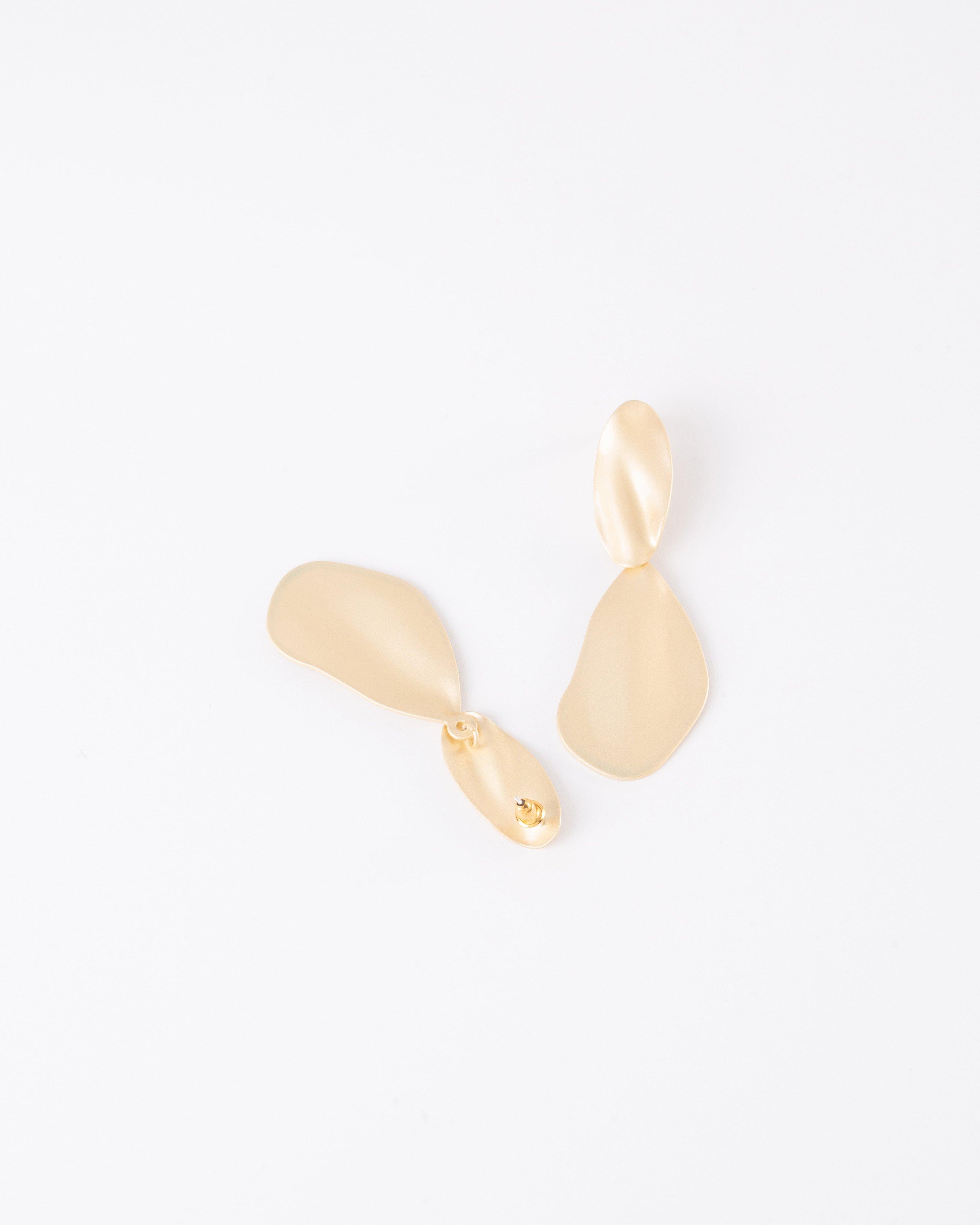 Organic Statement Double Drop Earrings -  Gold