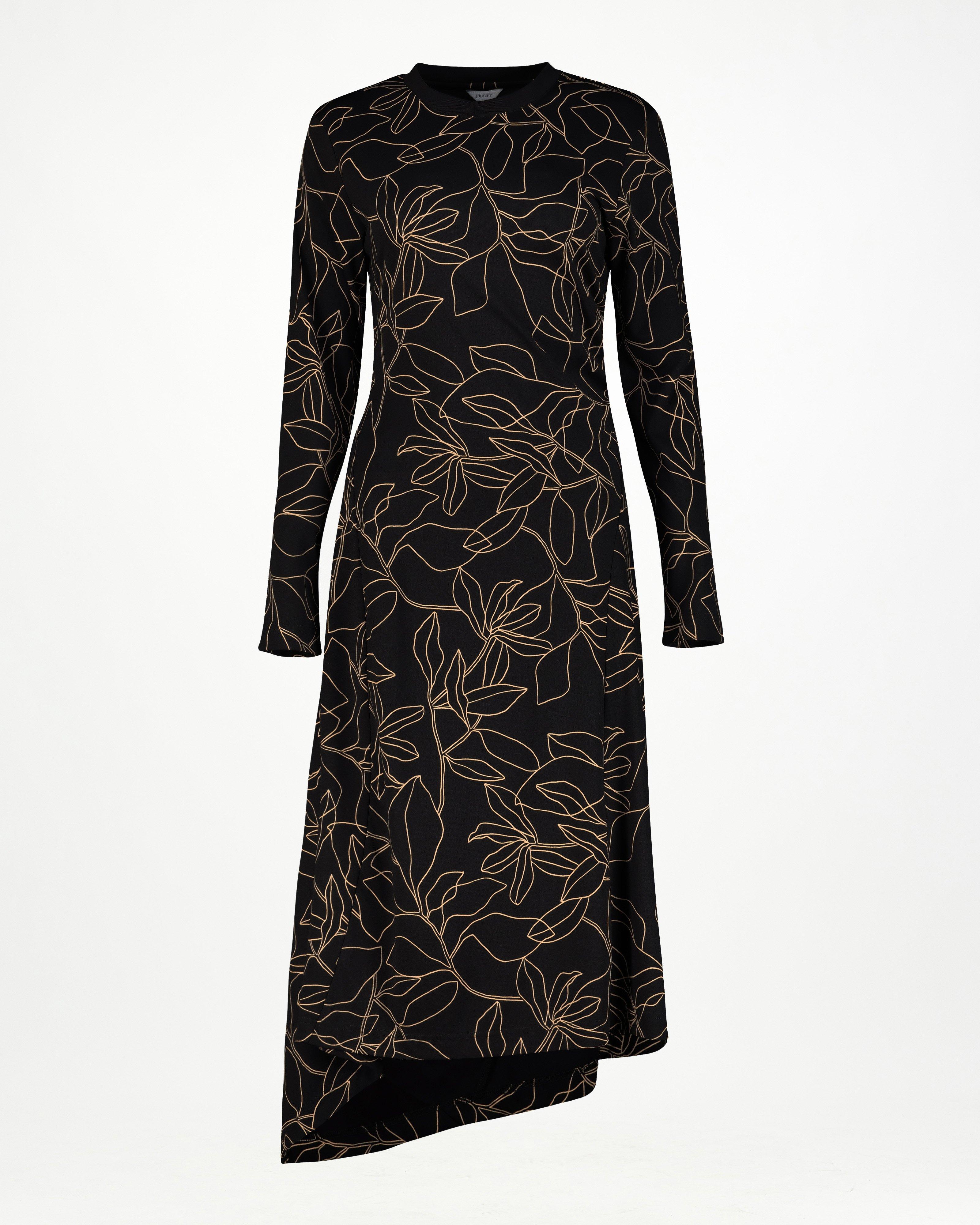Grace Printed Knit Dress -  Black