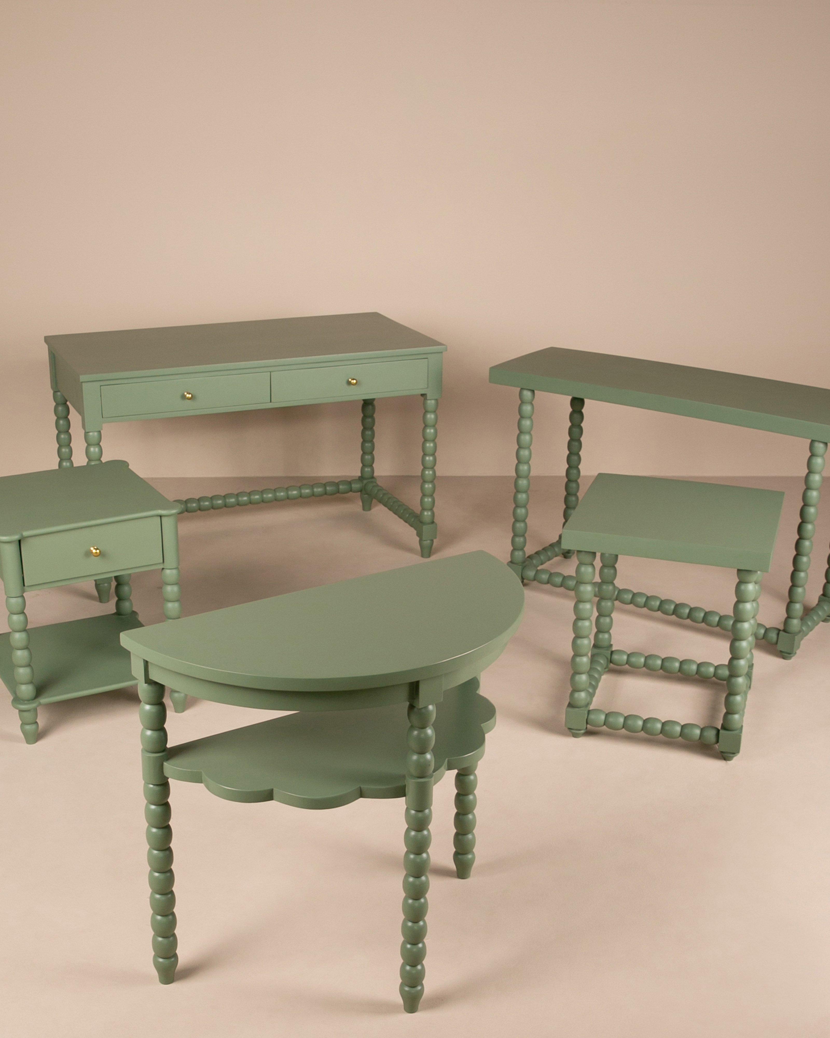 Bobbin Entrance Half Moon Table -  Green