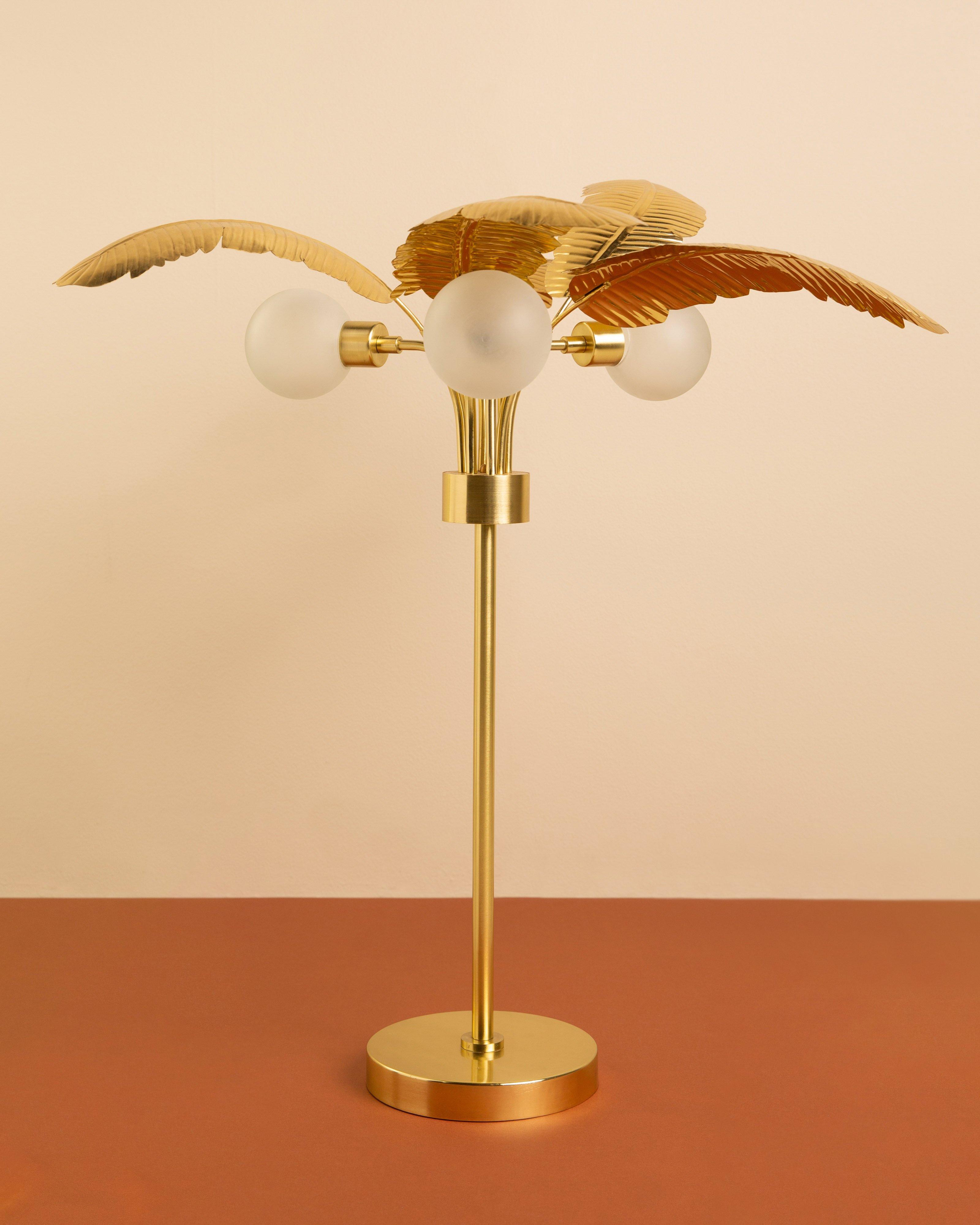 Palm Brass Lamp -  Gold