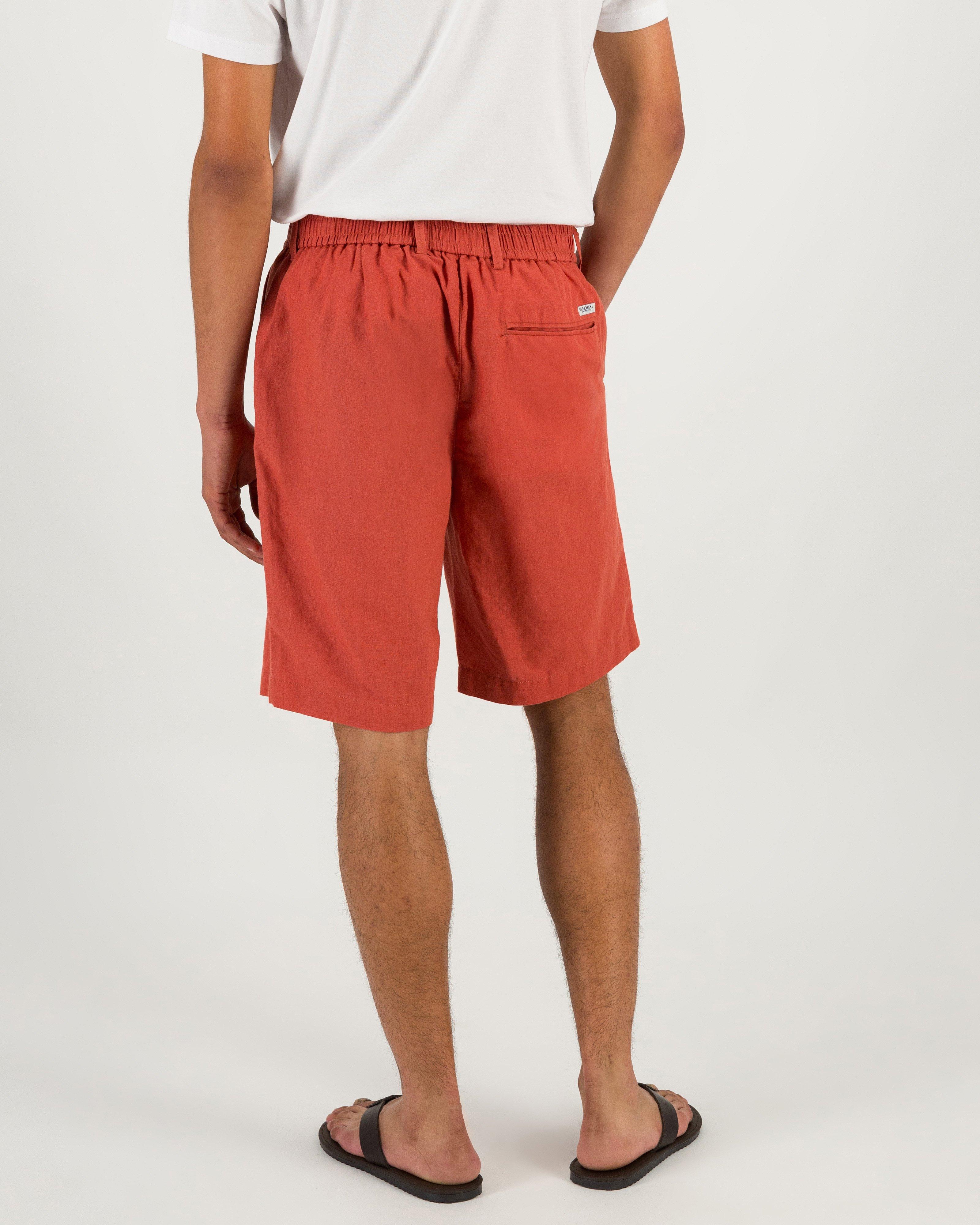  Men’s Lionel Linen Shorts  -  Red