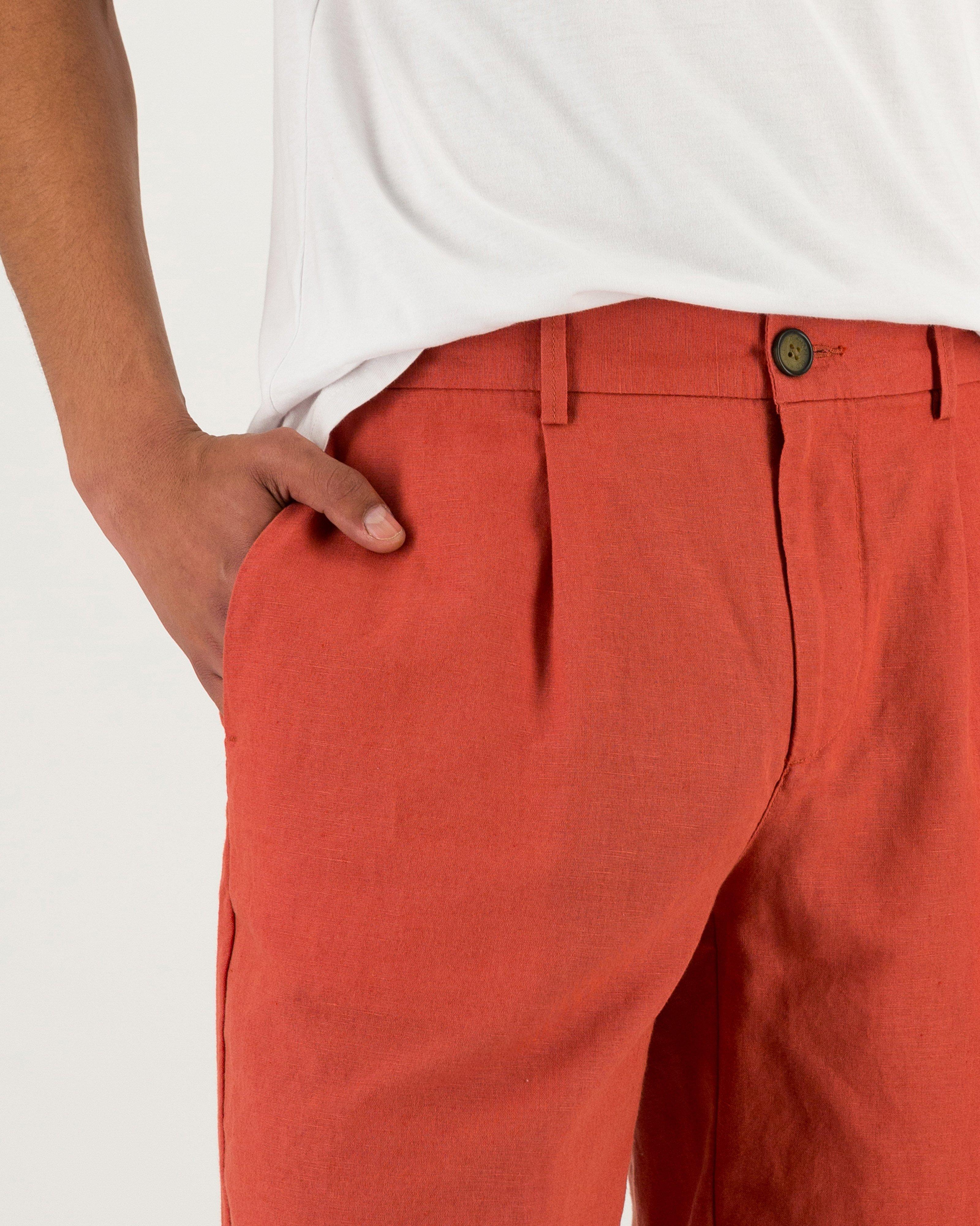  Men’s Lionel Linen Shorts  -  Red