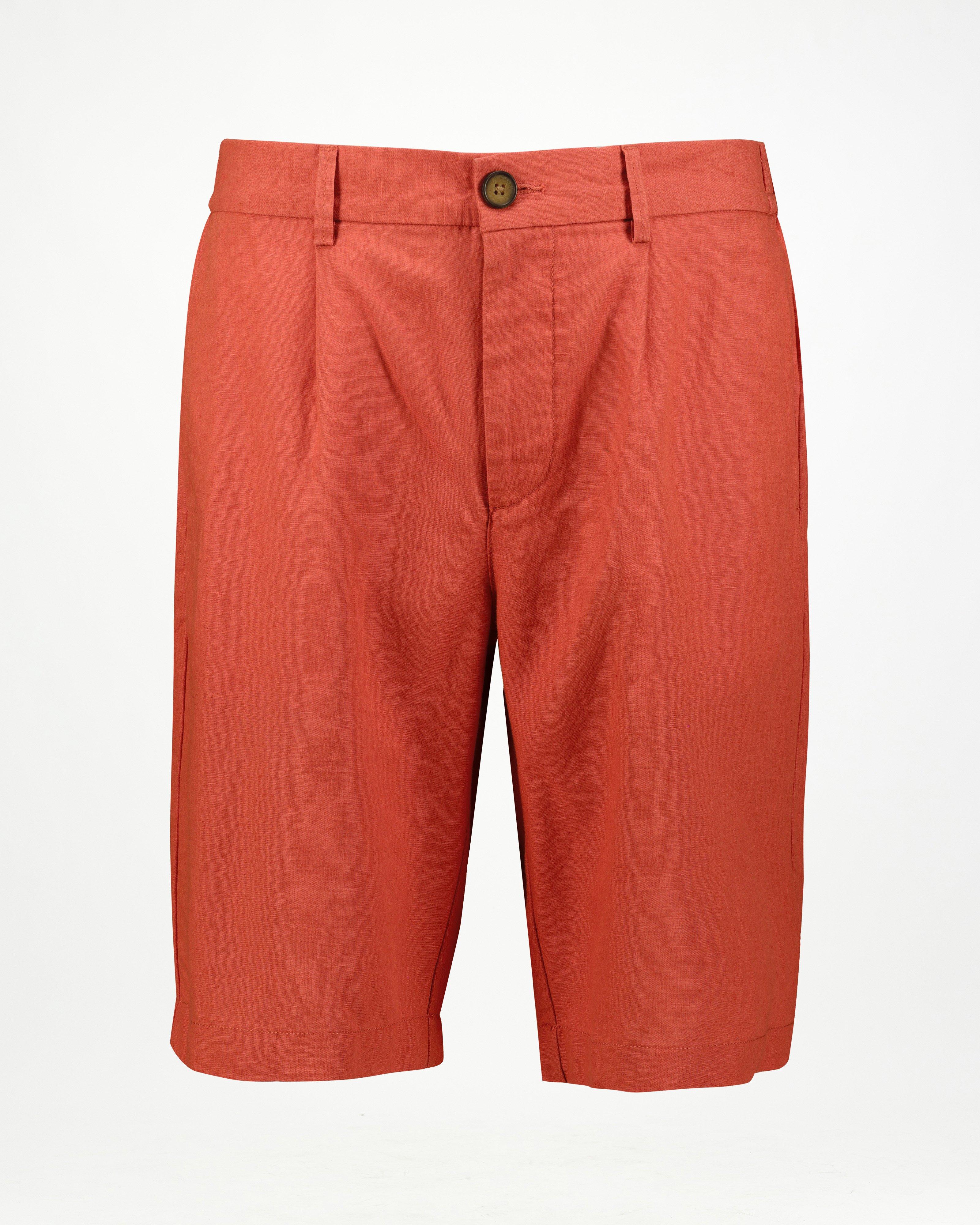  Men’s Lionel Linen Shorts  -  Red