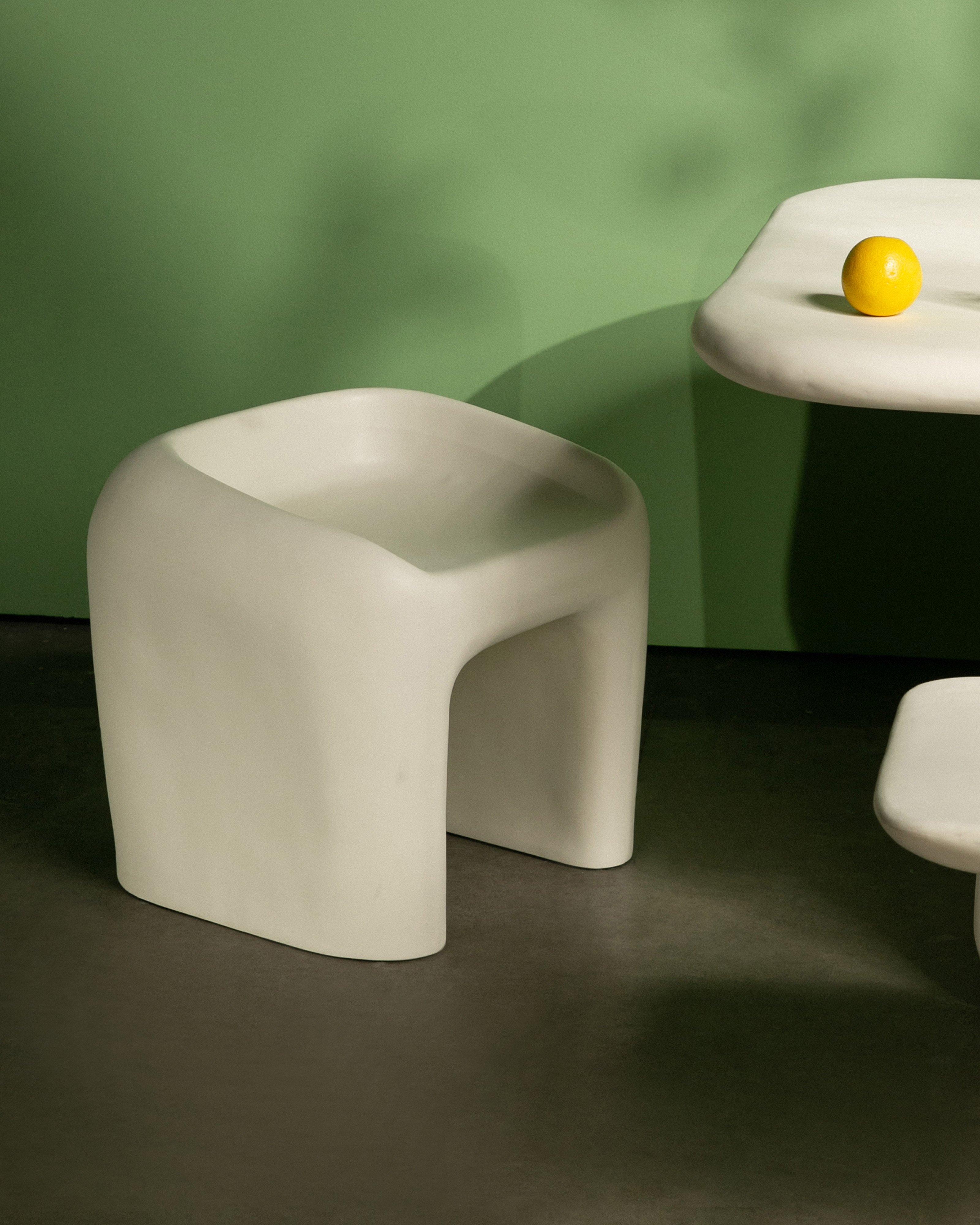 Outdoor Resin Square Chair -  Milk