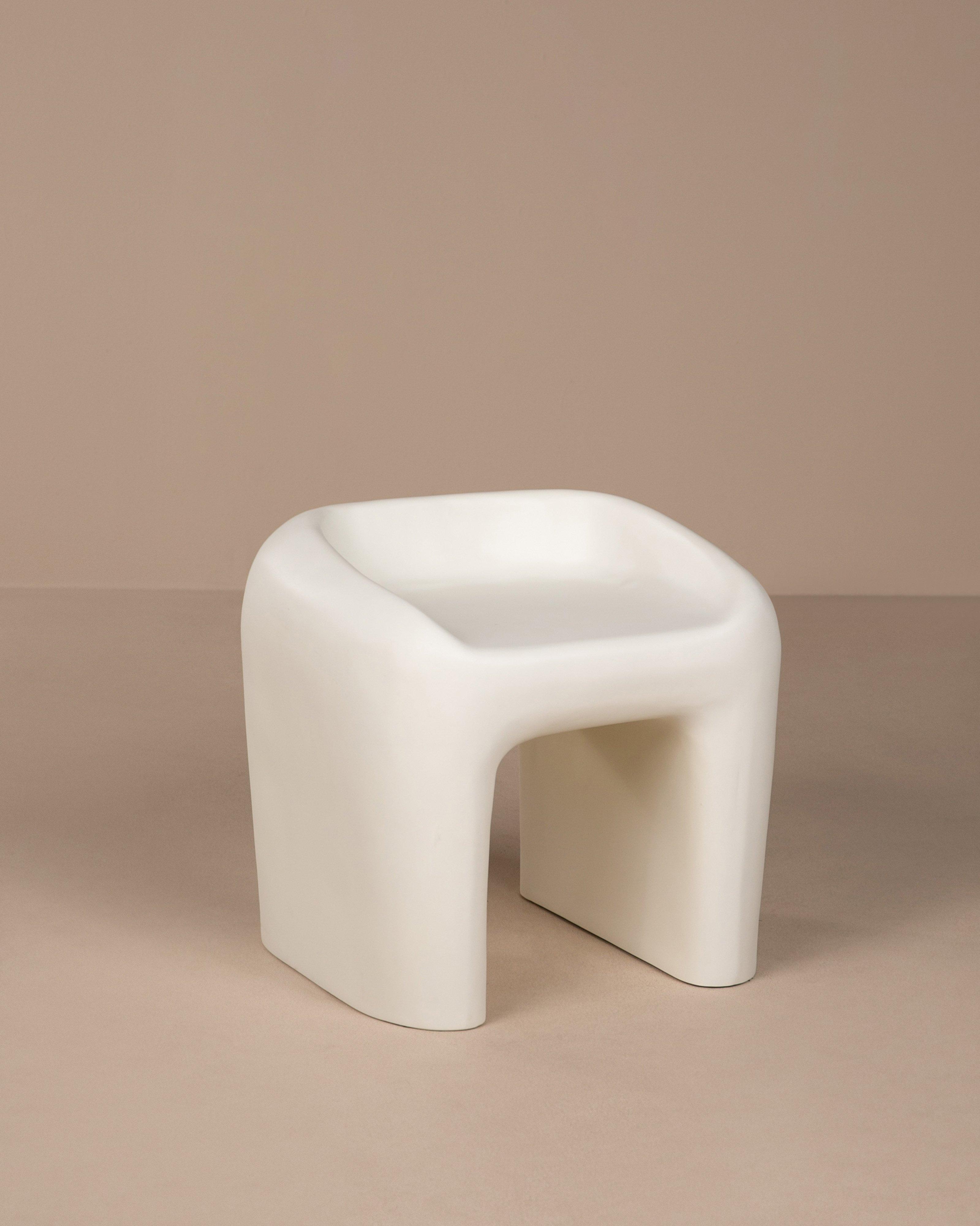 Outdoor Resin Square Chair -  Milk