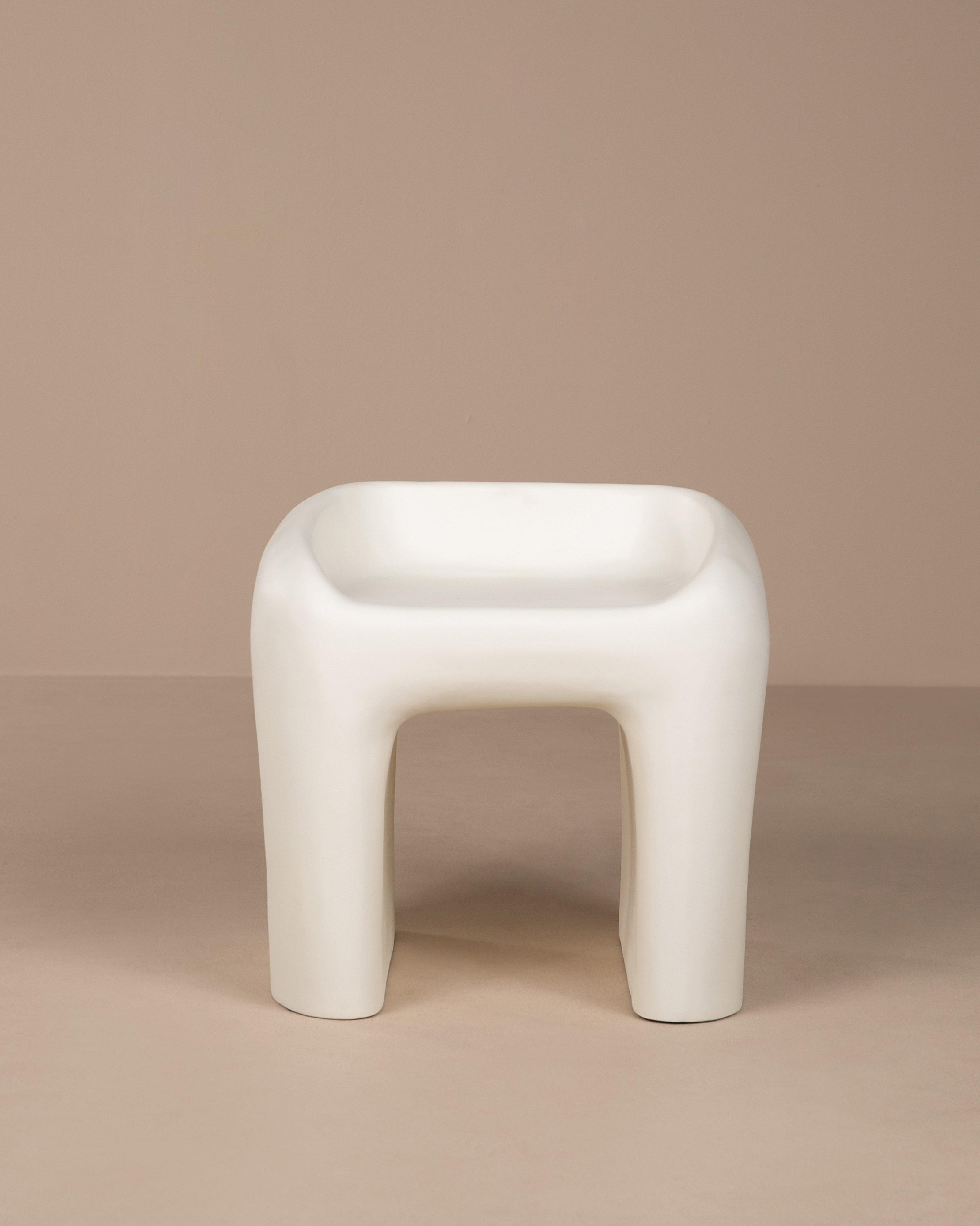 Outdoor Resin Square Chair -  Milk