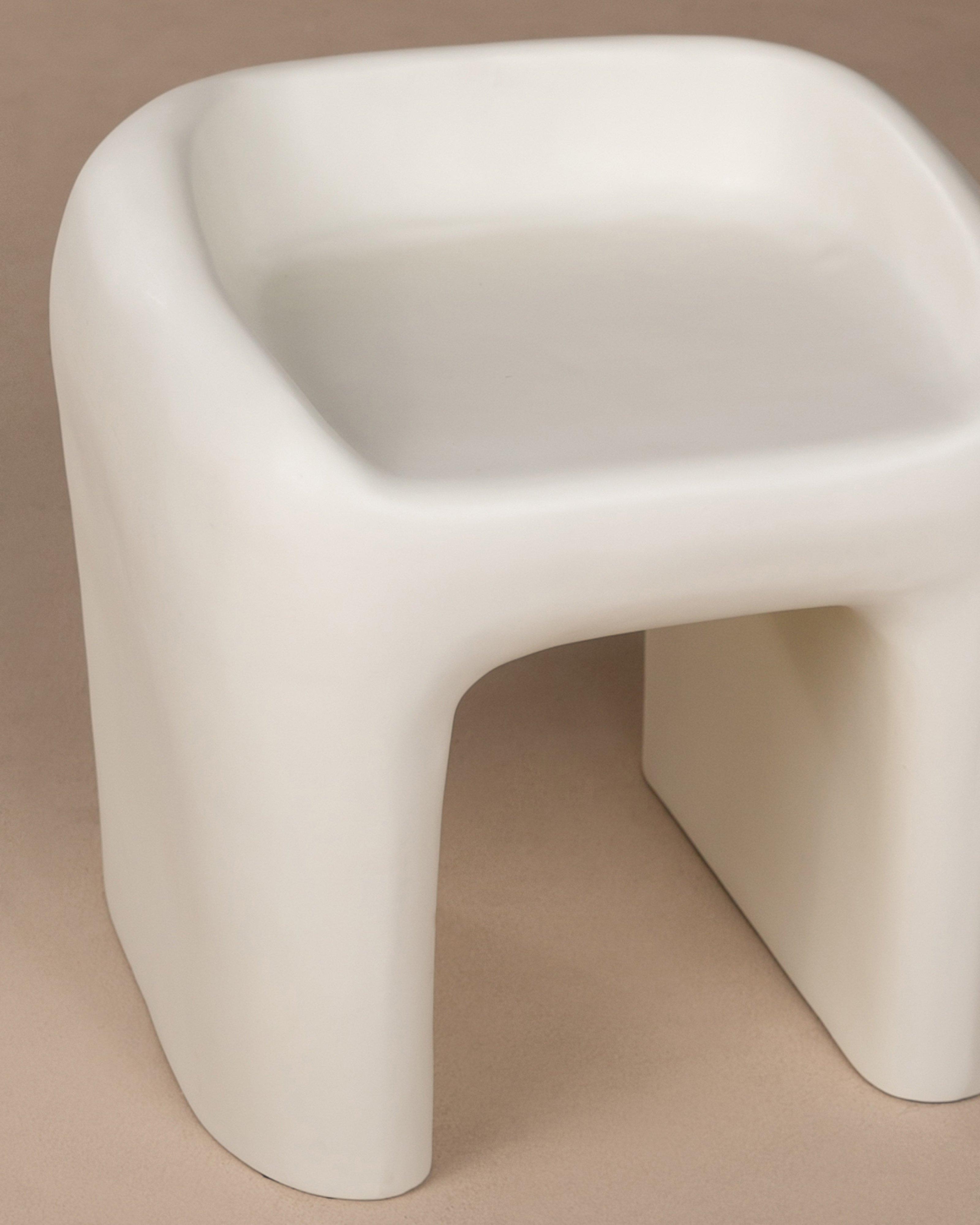 Outdoor Resin Square Chair -  Milk