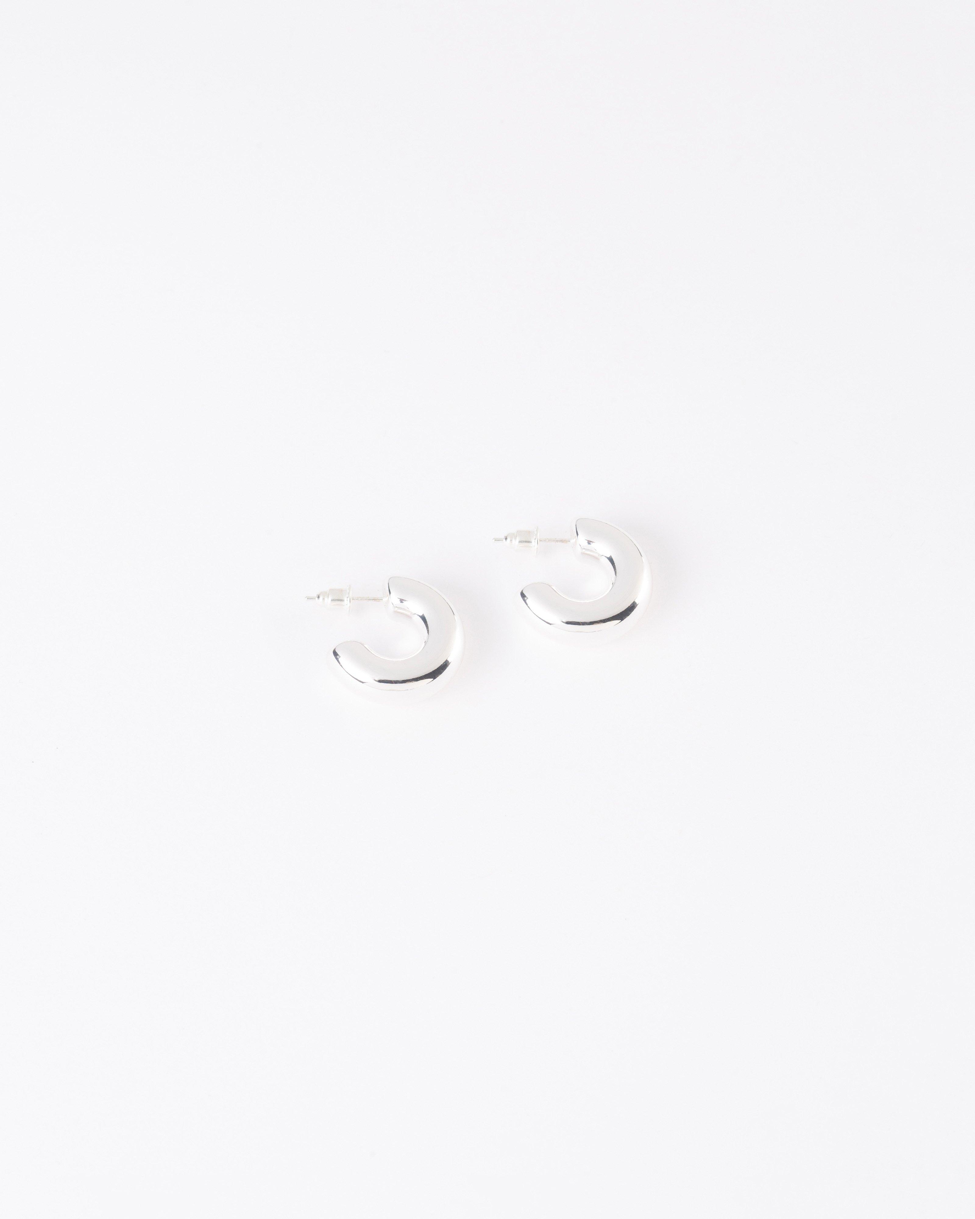 Chunky Basic Mini Hoop Earrings -  Silver