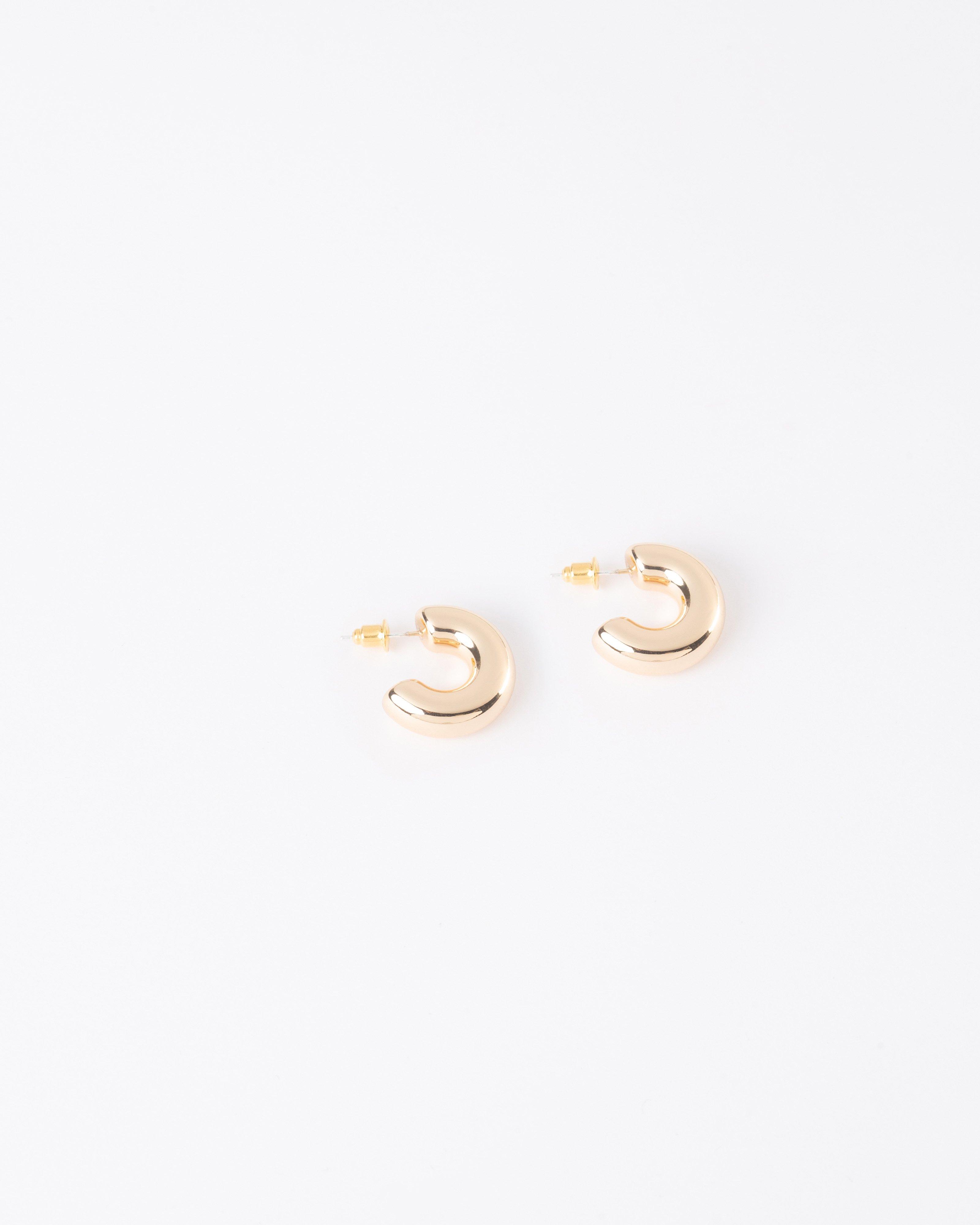 Chunky Basic Mini Hoop Earrings -  Gold