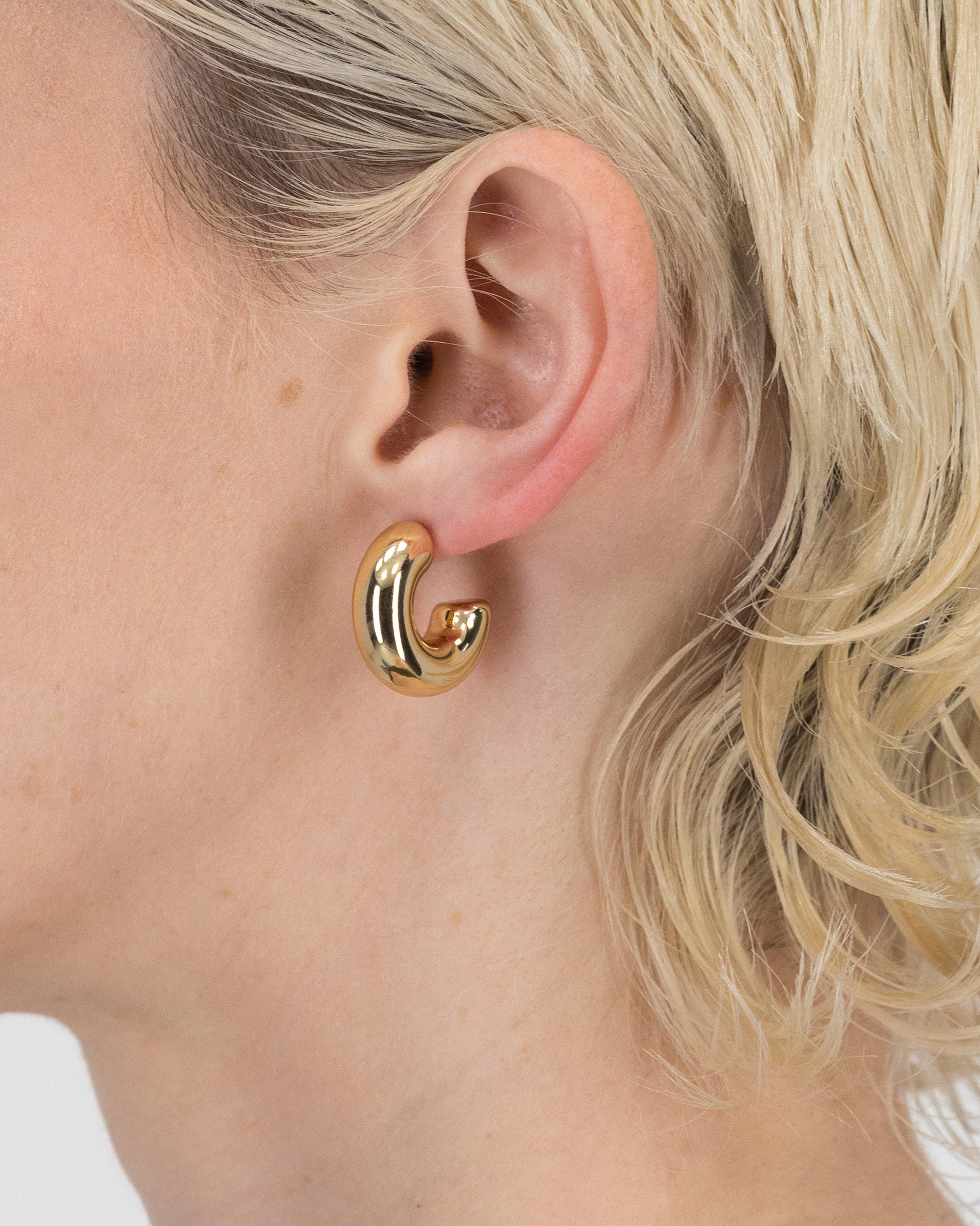 Chunky Basic Mini Hoop Earrings -  Gold