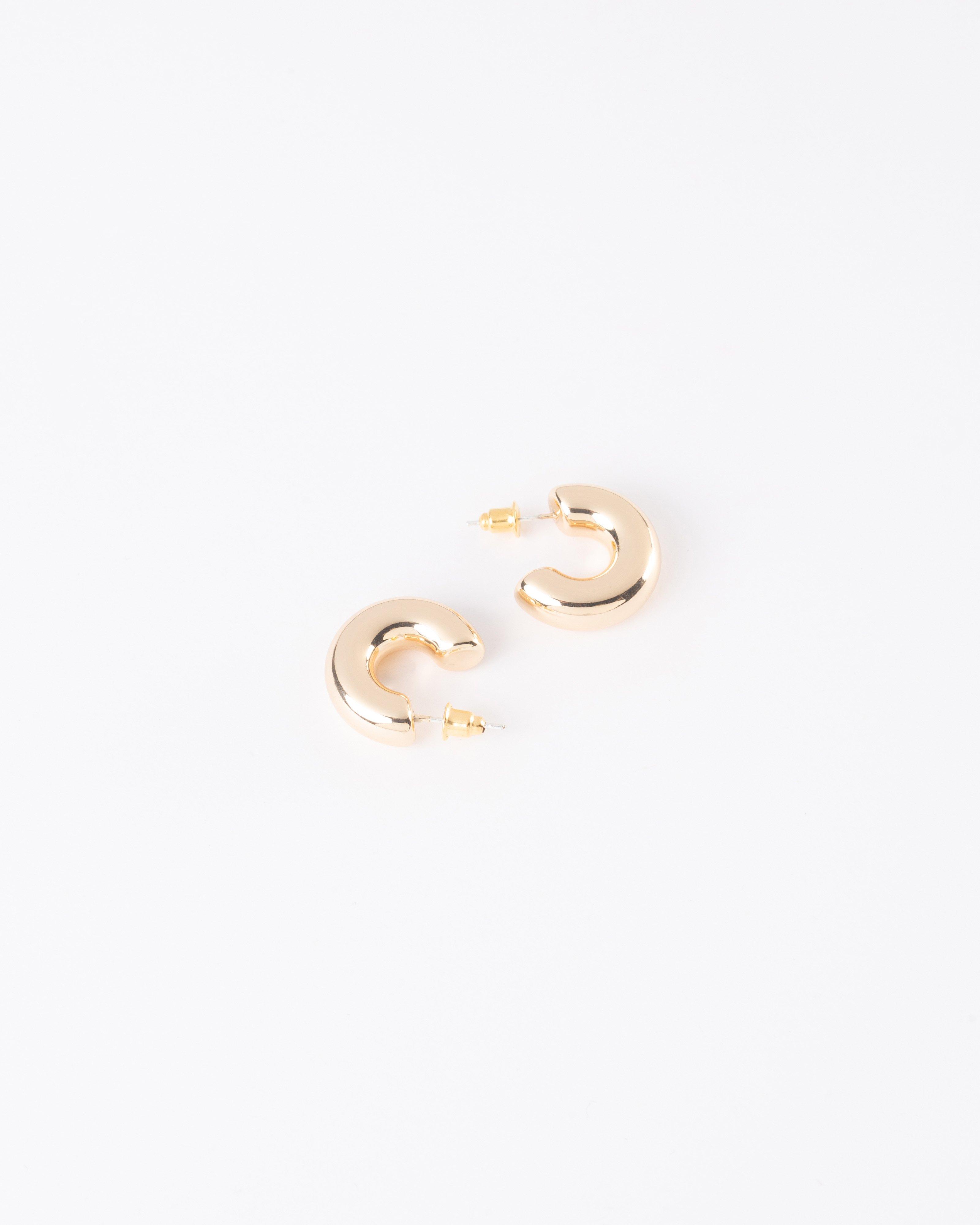 Chunky Basic Mini Hoop Earrings -  Gold