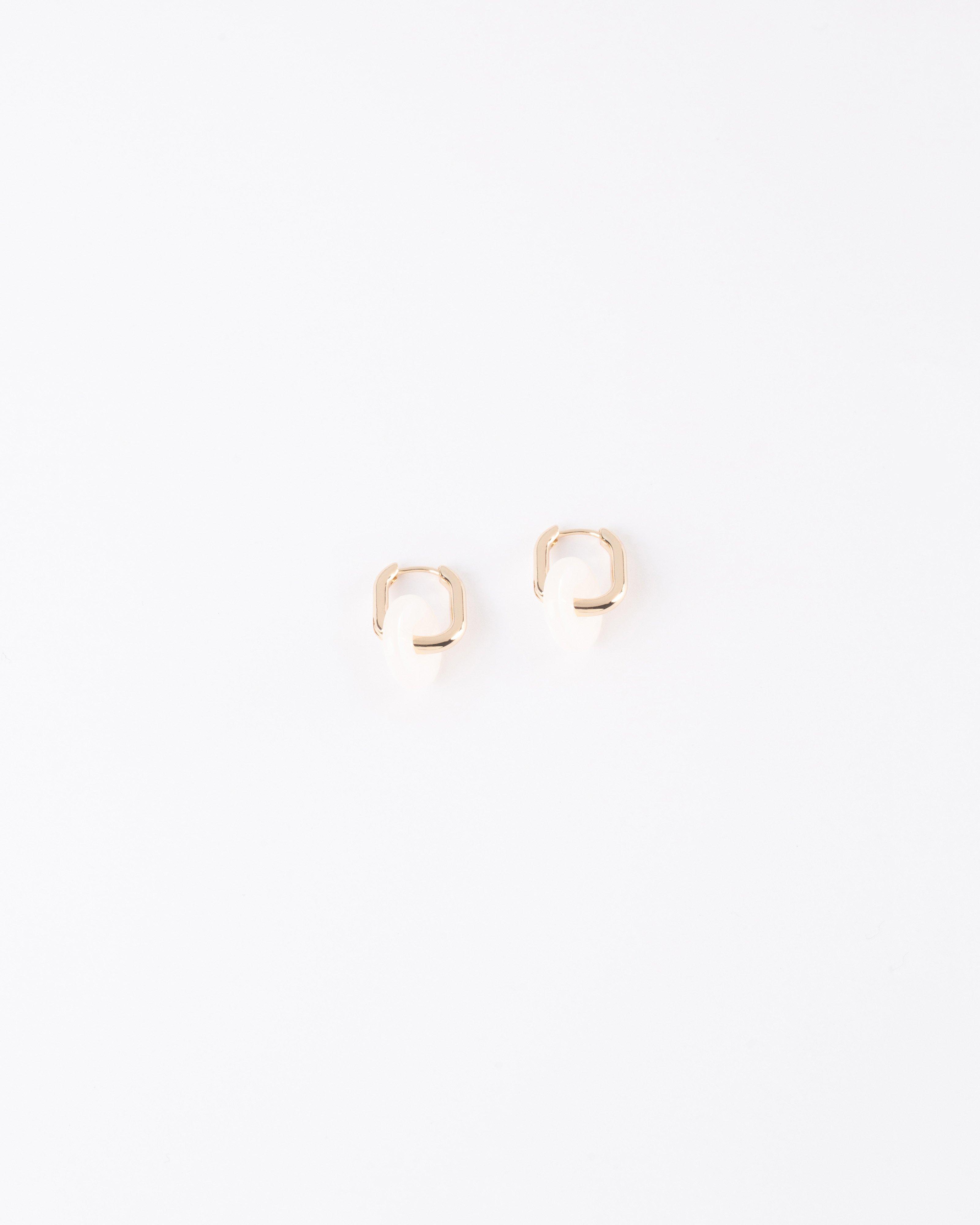 Hoop & Circular Textured Resin Drop Earrings -  Gold