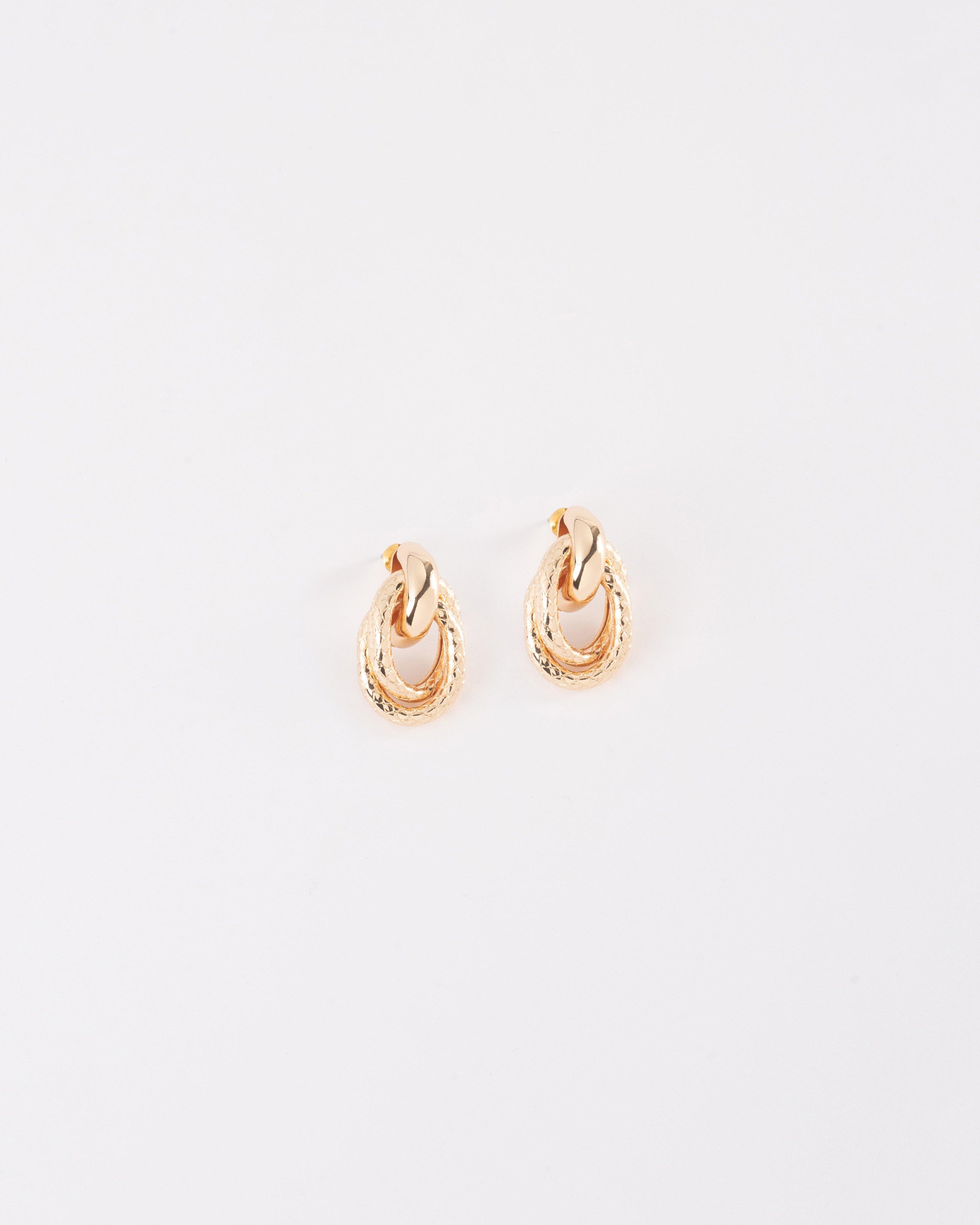 Rope Textured Knotted Drop Earrings -  Gold