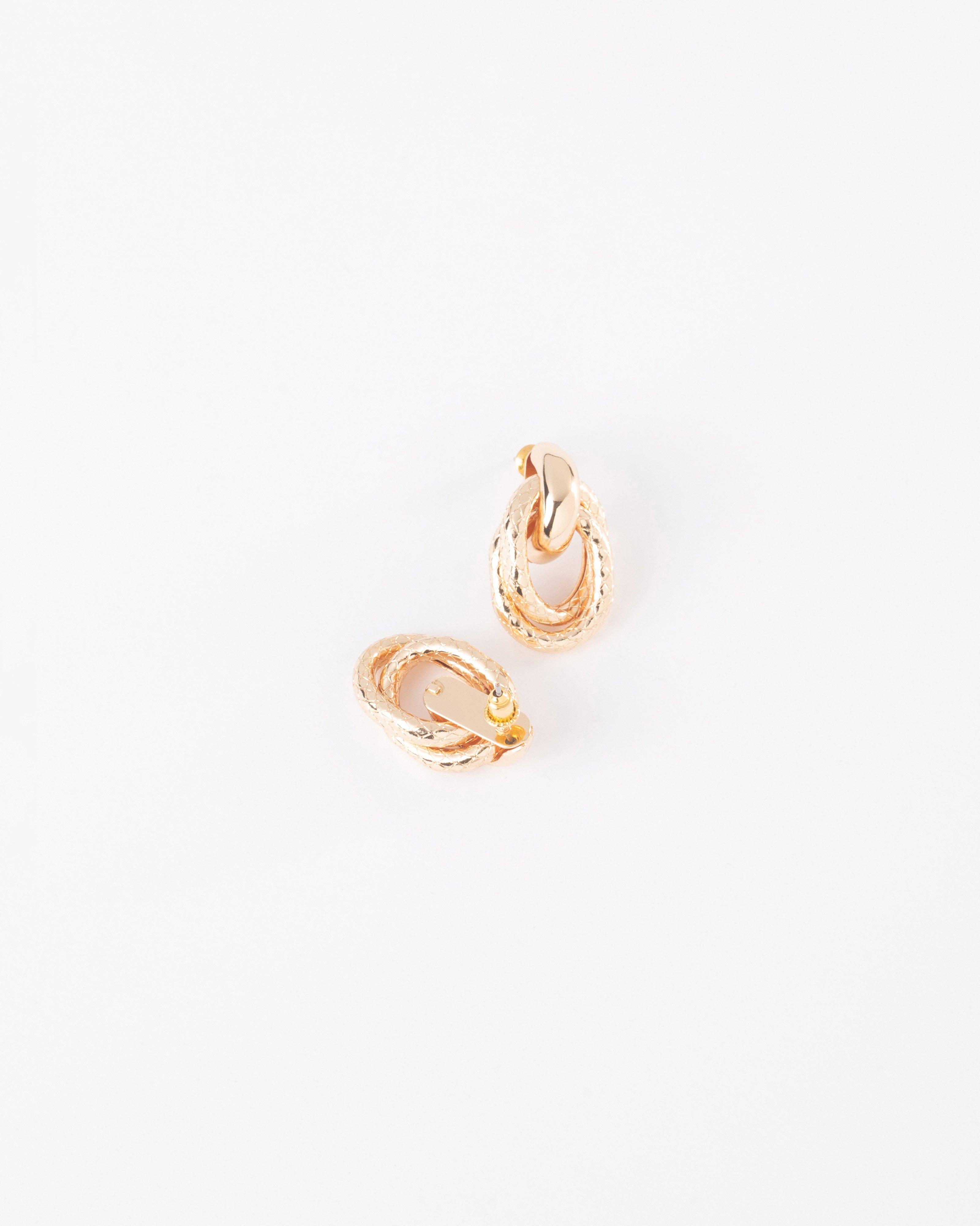 Rope Textured Knotted Drop Earrings -  Gold